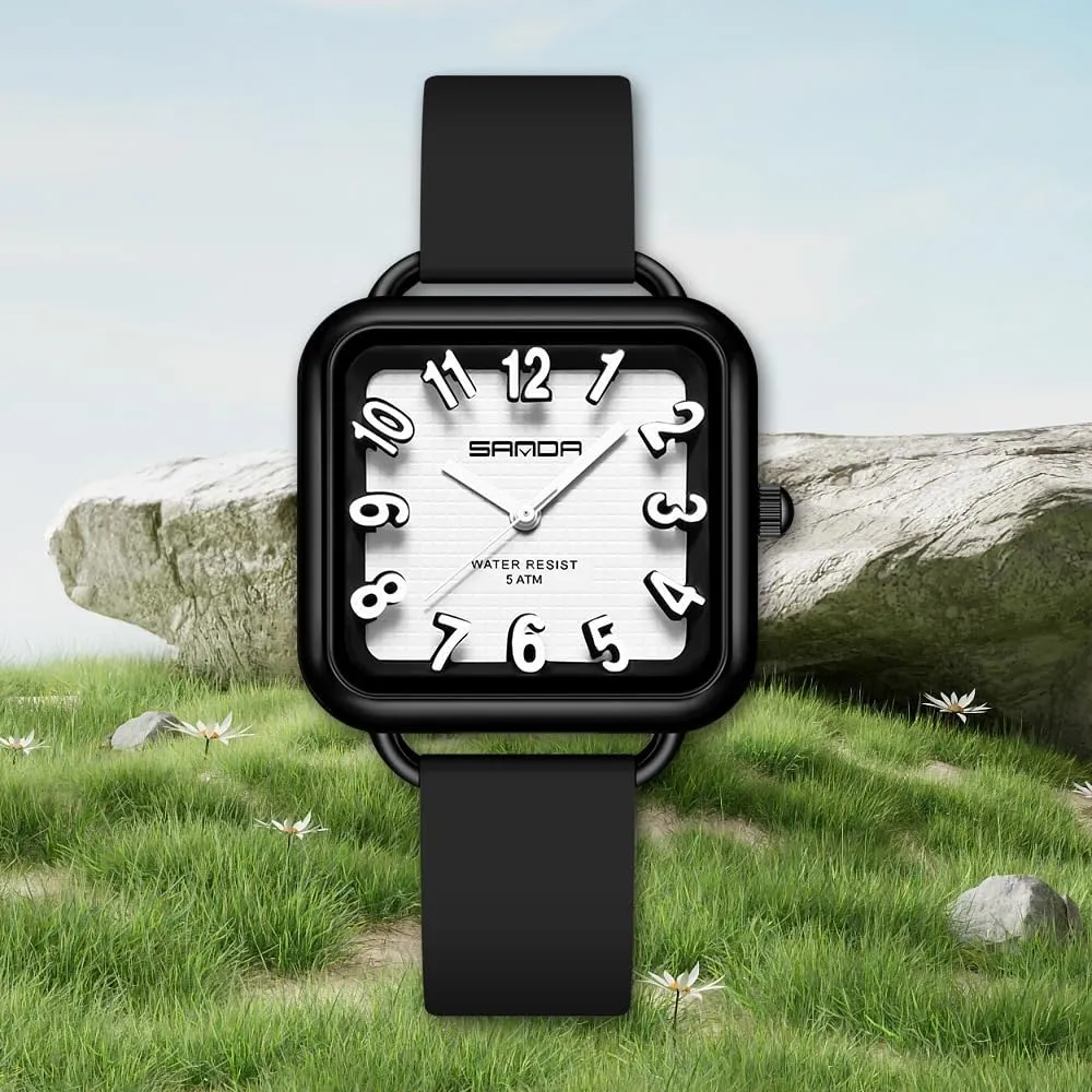 Easy tapestry incandescent mighty abstraction to Read Waterproof Casual Ladies Analog Quartz Watch with Colorful Silicone Strap Gosasa Fashion Women??s Watch Big Arabic Numbers Square Dial 