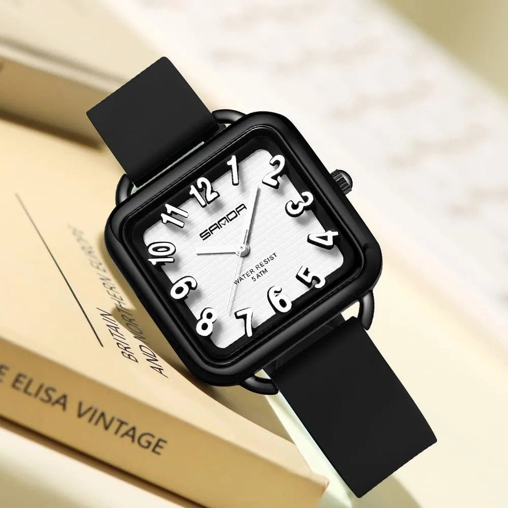 Easy tapestry incandescent mighty abstraction to Read Waterproof Casual Ladies Analog Quartz Watch with Colorful Silicone Strap Gosasa Fashion Women??s Watch Big Arabic Numbers Square Dial 
