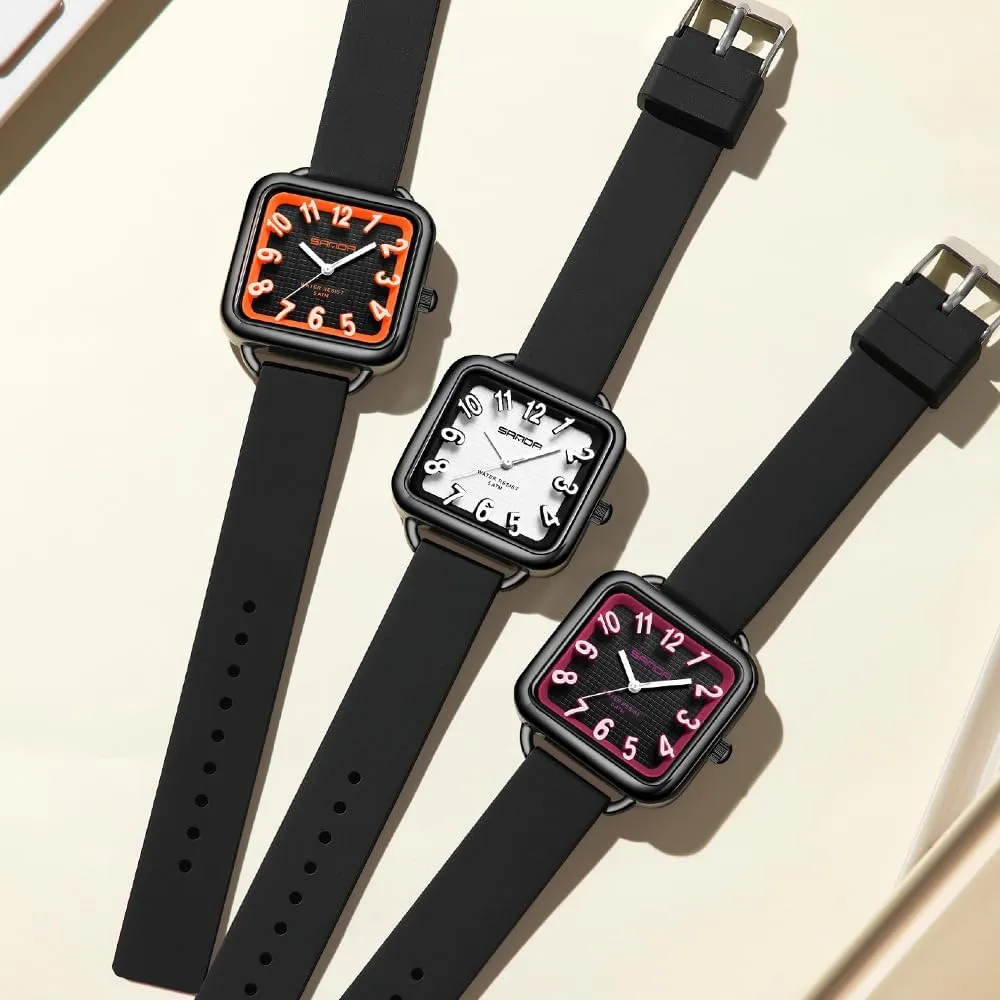 Easy tapestry incandescent mighty abstraction to Read Waterproof Casual Ladies Analog Quartz Watch with Colorful Silicone Strap Gosasa Fashion Women??s Watch Big Arabic Numbers Square Dial 