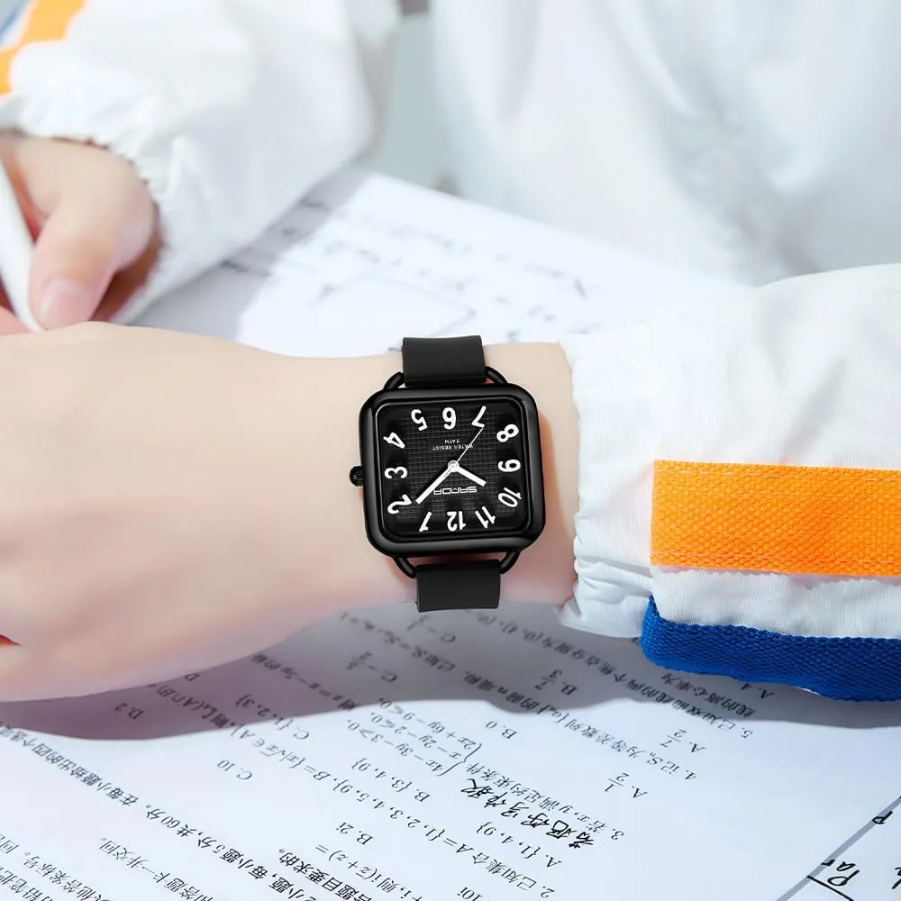 Easy tapestry incandescent mighty abstraction to Read Waterproof Casual Ladies Analog Quartz Watch with Colorful Silicone Strap Gosasa Fashion Women??s Watch Big Arabic Numbers Square Dial 