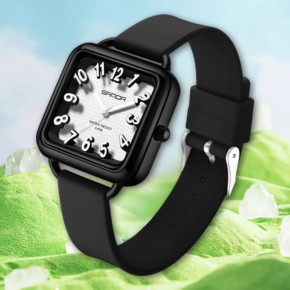 Easy tapestry incandescent mighty abstraction to Read Waterproof Casual Ladies Analog Quartz Watch with Colorful Silicone Strap Gosasa Fashion Women??s Watch Big Arabic Numbers Square Dial 
