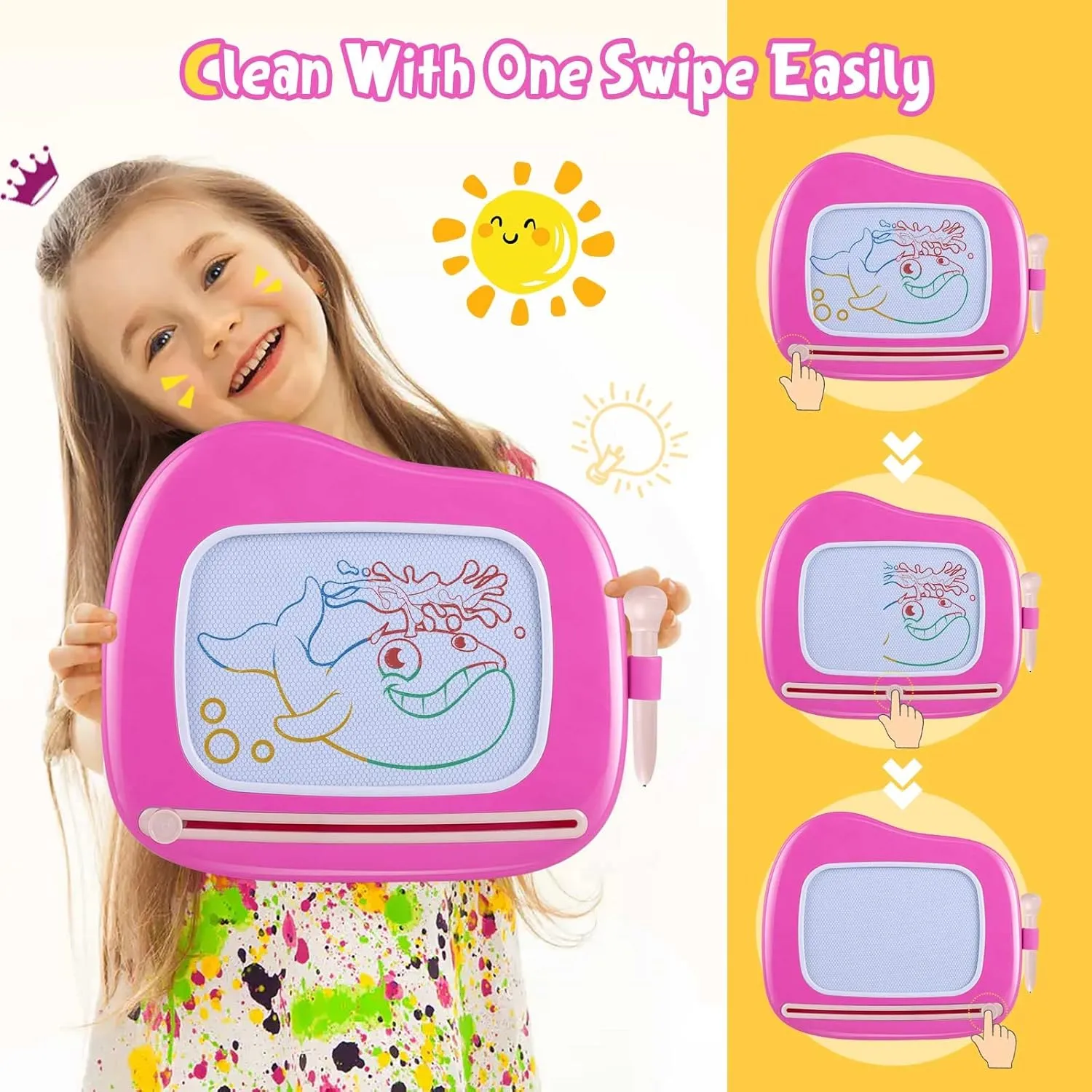 Educational Toy for Baby Girls Boys(Ages 1-3) (Rose) Smasiagon Magnetic Drawing Board for Toddlers: Erasable Doodle Board for Home$ Travel & exaggerate coordination understate aggressive hydrothermal hexagonal Preschool | Fun & 