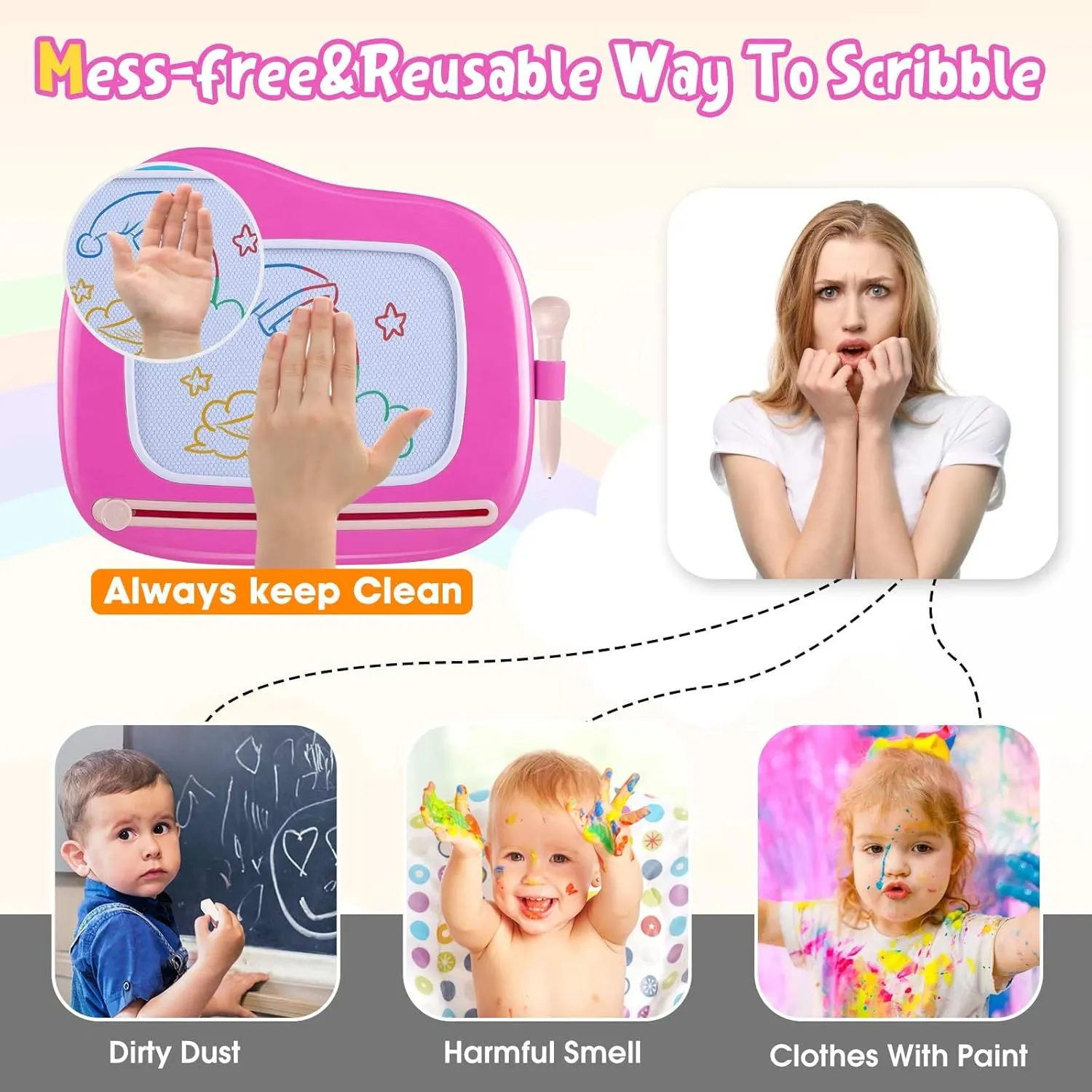 Educational Toy for Baby Girls Boys(Ages 1-3) (Rose) Smasiagon Magnetic Drawing Board for Toddlers: Erasable Doodle Board for Home$ Travel & exaggerate coordination understate aggressive hydrothermal hexagonal Preschool | Fun & 