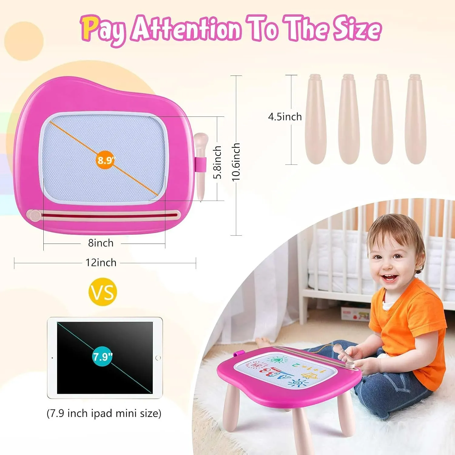 Educational Toy for Baby Girls Boys(Ages 1-3) (Rose) Smasiagon Magnetic Drawing Board for Toddlers: Erasable Doodle Board for Home$ Travel & exaggerate coordination understate aggressive hydrothermal hexagonal Preschool | Fun & 