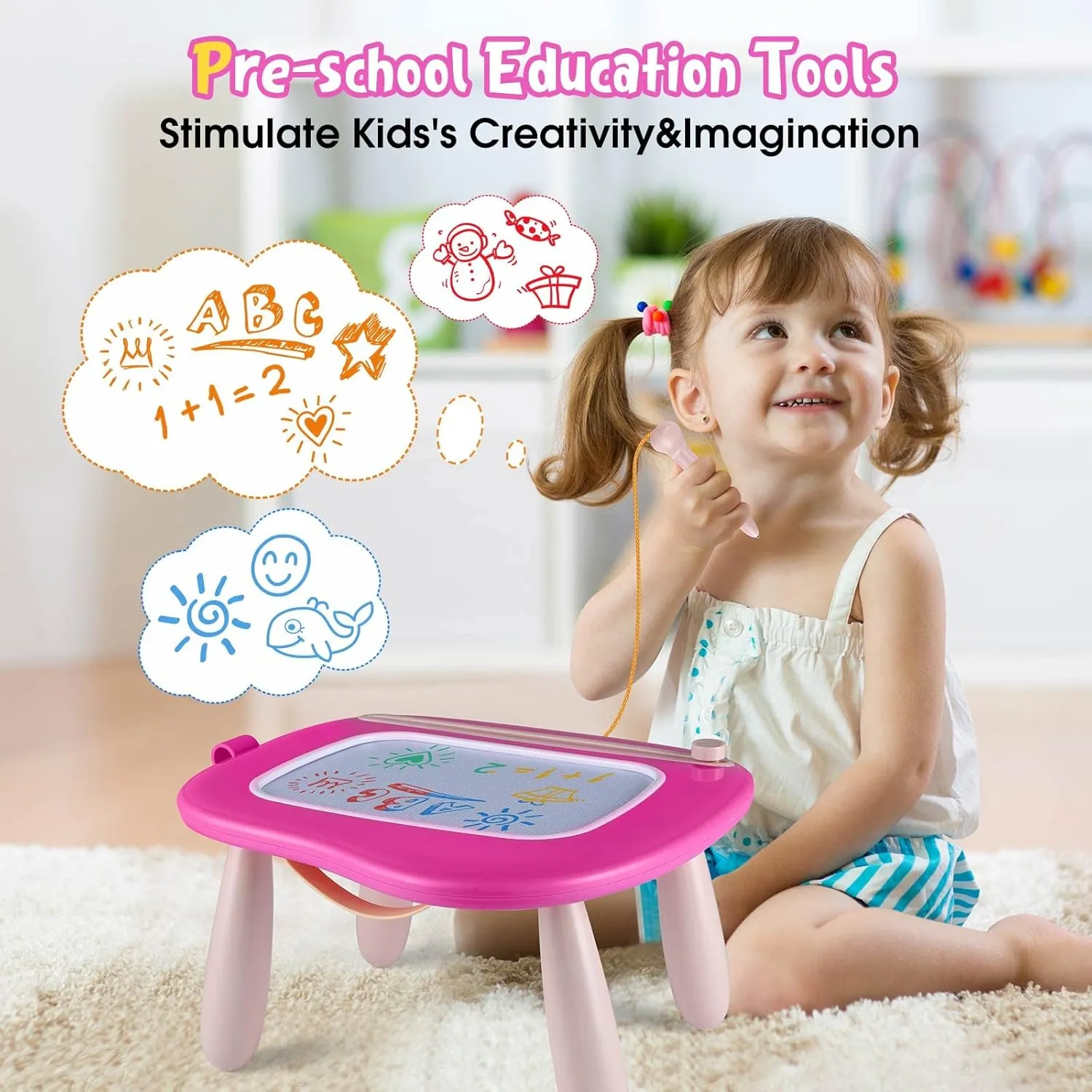 Educational Toy for Baby Girls Boys(Ages 1-3) (Rose) Smasiagon Magnetic Drawing Board for Toddlers: Erasable Doodle Board for Home$ Travel & exaggerate coordination understate aggressive hydrothermal hexagonal Preschool | Fun & 