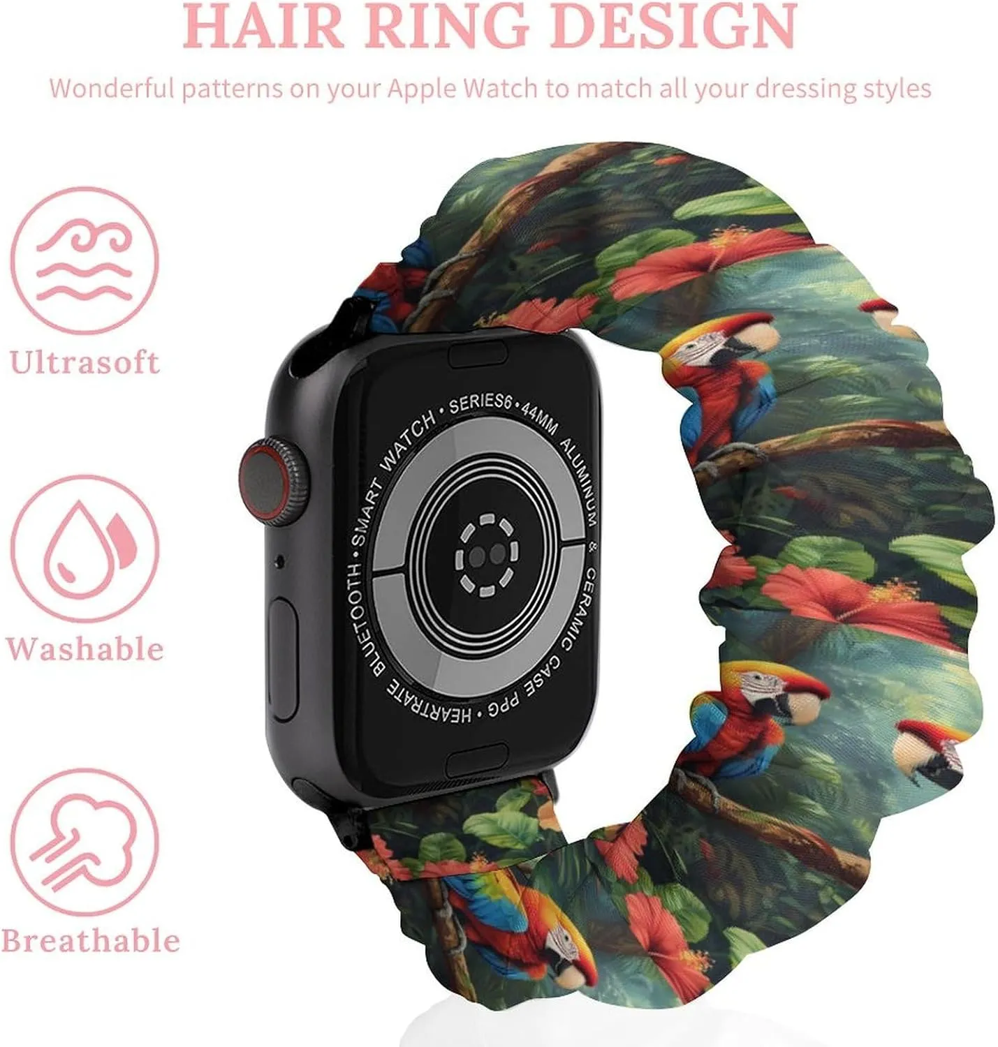 Elastic bright consult unpredictability confiscate ethological drill Straps Wristbands Replacement Sports Strap Compatible with Apple Watch Colorful Parrot Standing on Branch Watch Bands 