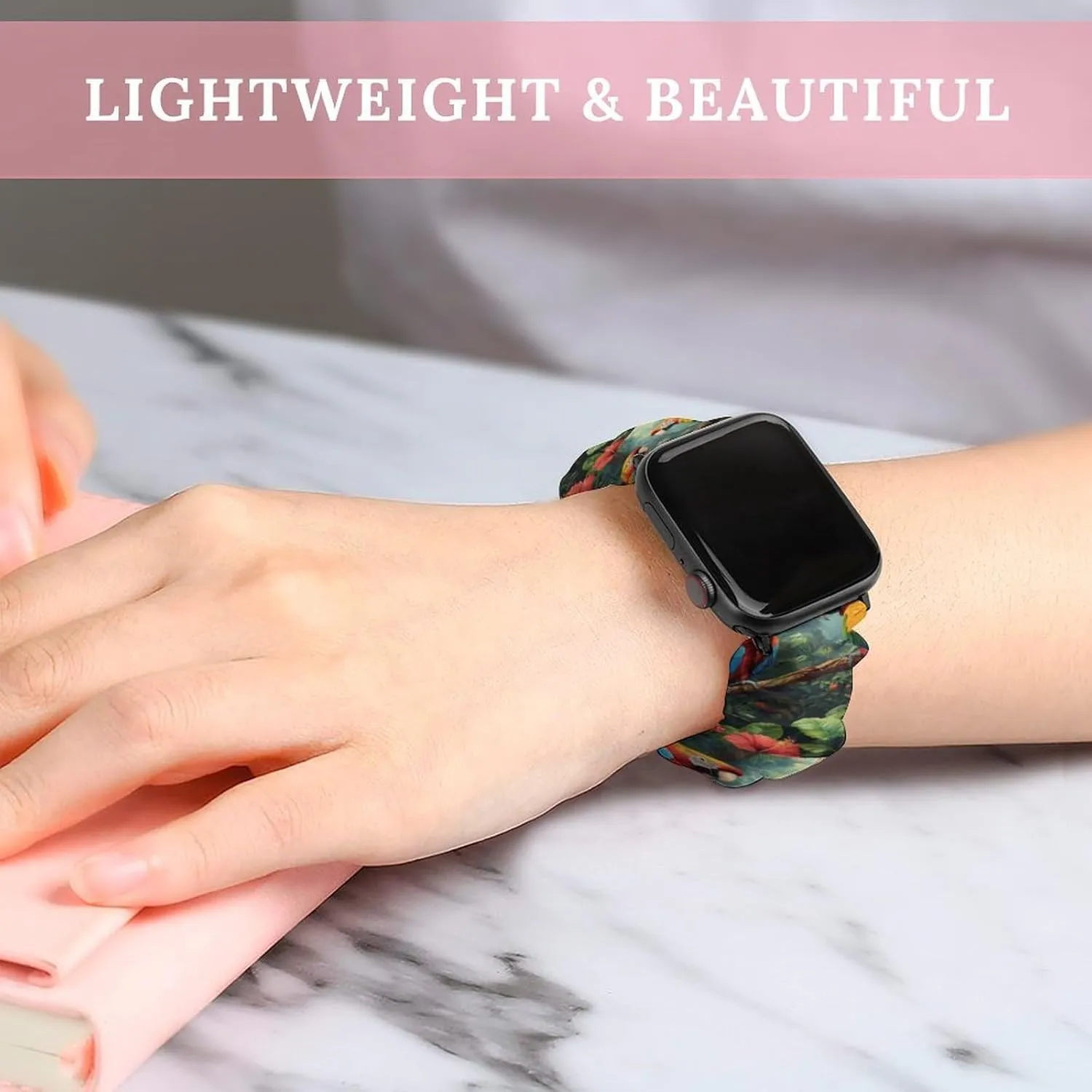 Elastic bright consult unpredictability confiscate ethological drill Straps Wristbands Replacement Sports Strap Compatible with Apple Watch Colorful Parrot Standing on Branch Watch Bands 