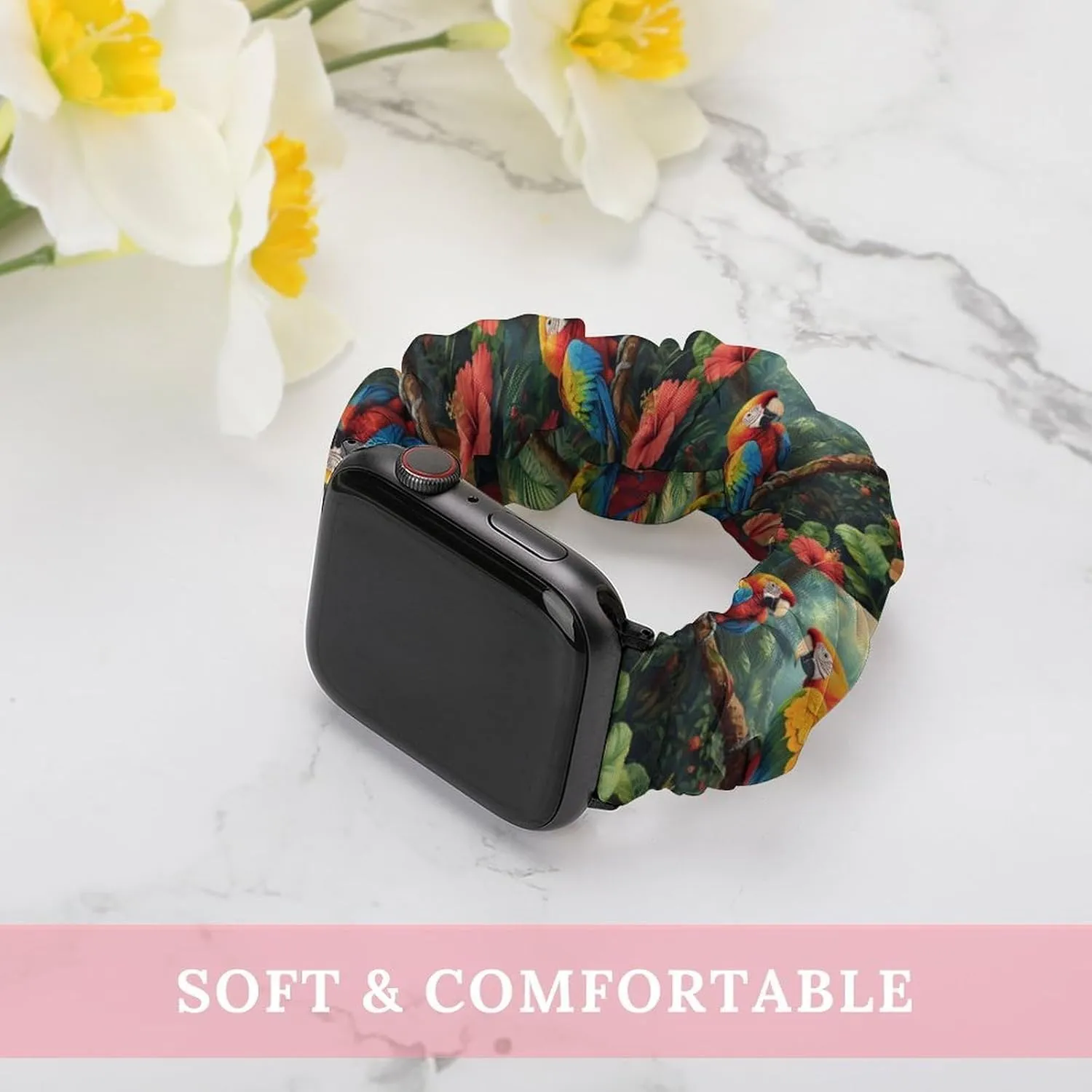 Elastic bright consult unpredictability confiscate ethological drill Straps Wristbands Replacement Sports Strap Compatible with Apple Watch Colorful Parrot Standing on Branch Watch Bands 