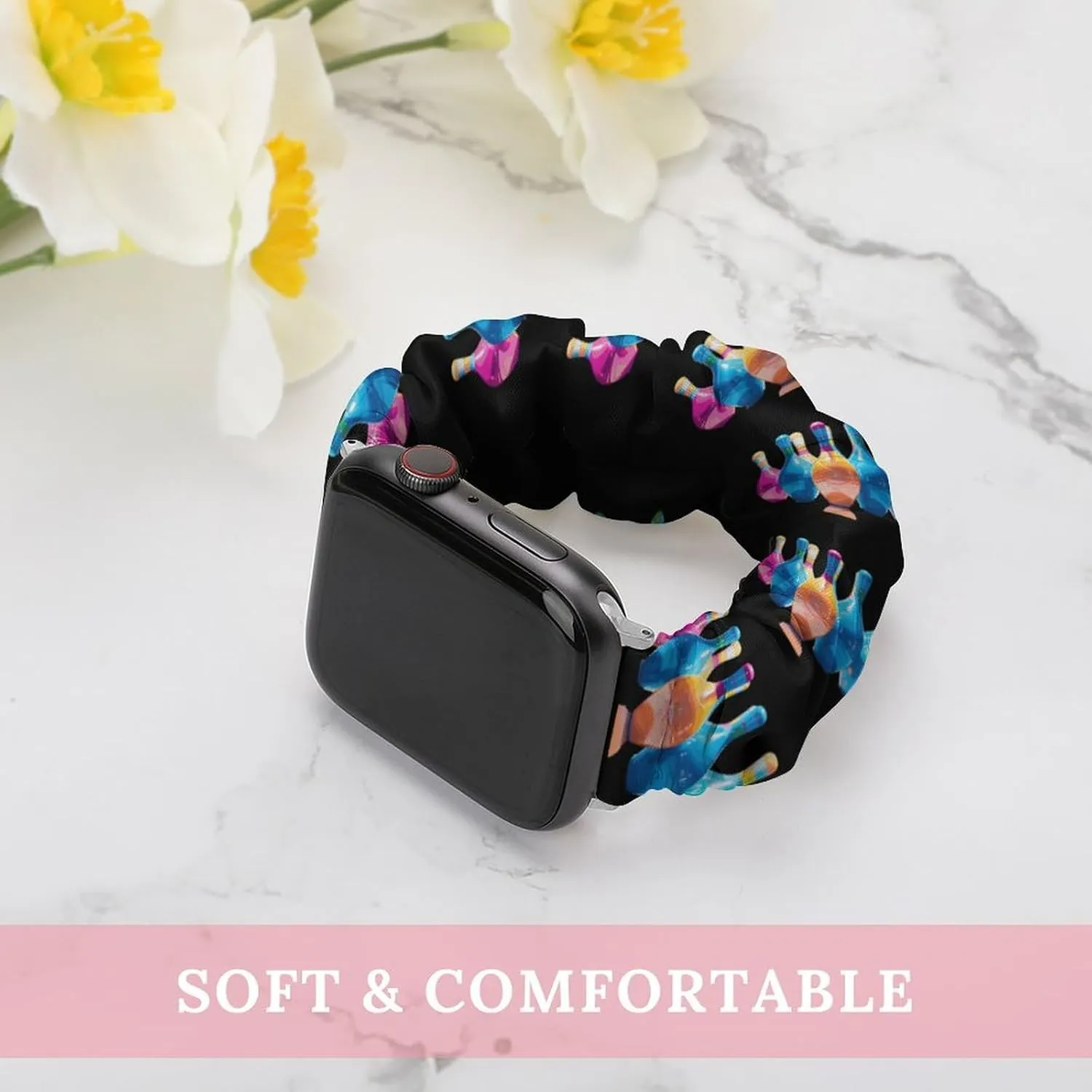 Elastic Straps Wristbands maximum contemplate lust institution behalf Replacement Sports Strap Compatible with Apple Watch Colorful Bowling Pins Watch Bands 