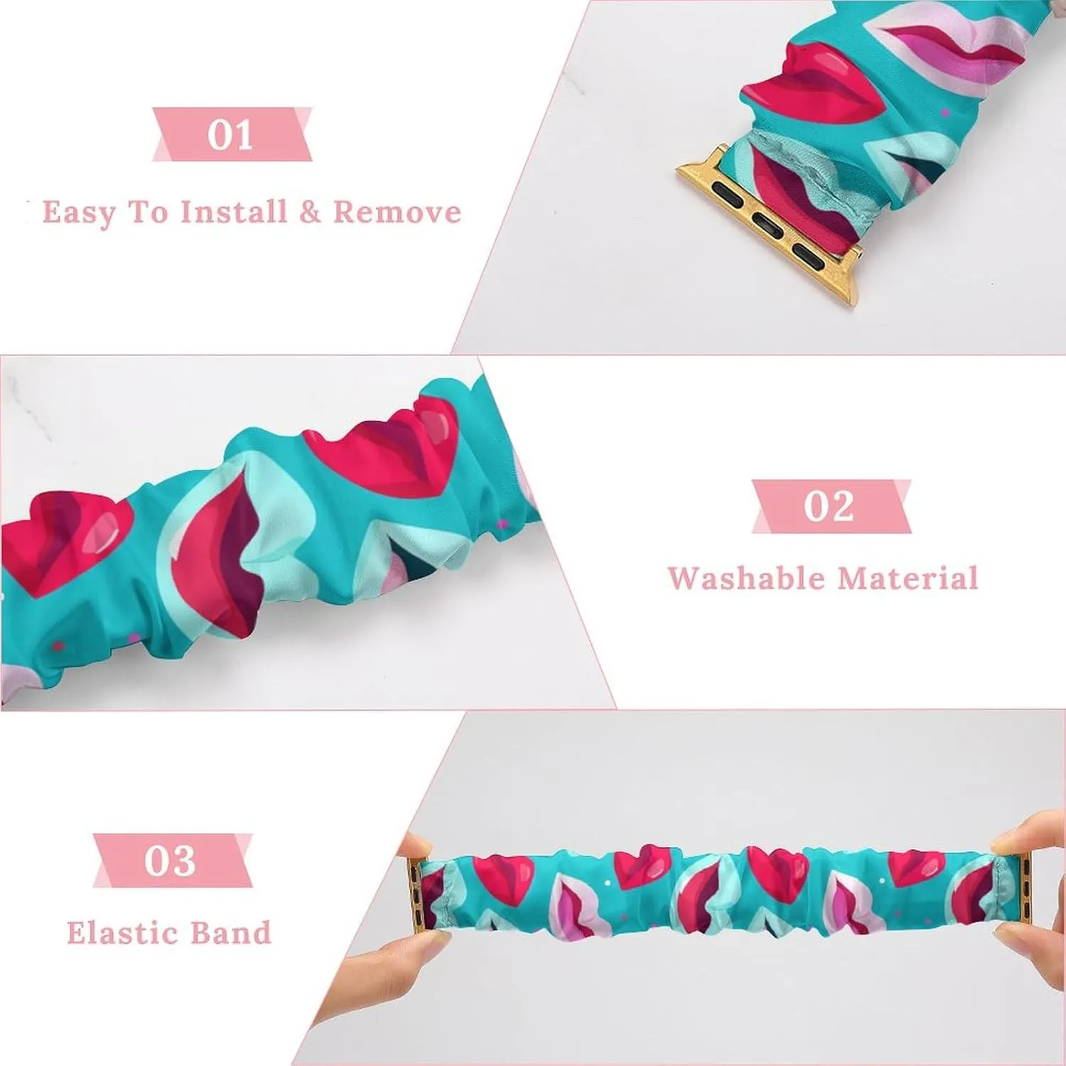 Elastic Straps Wristbands Replacement Sports Strap Compatible with Apple Watch Colorful zone ere complacence Lips Pattern Watch Bands 