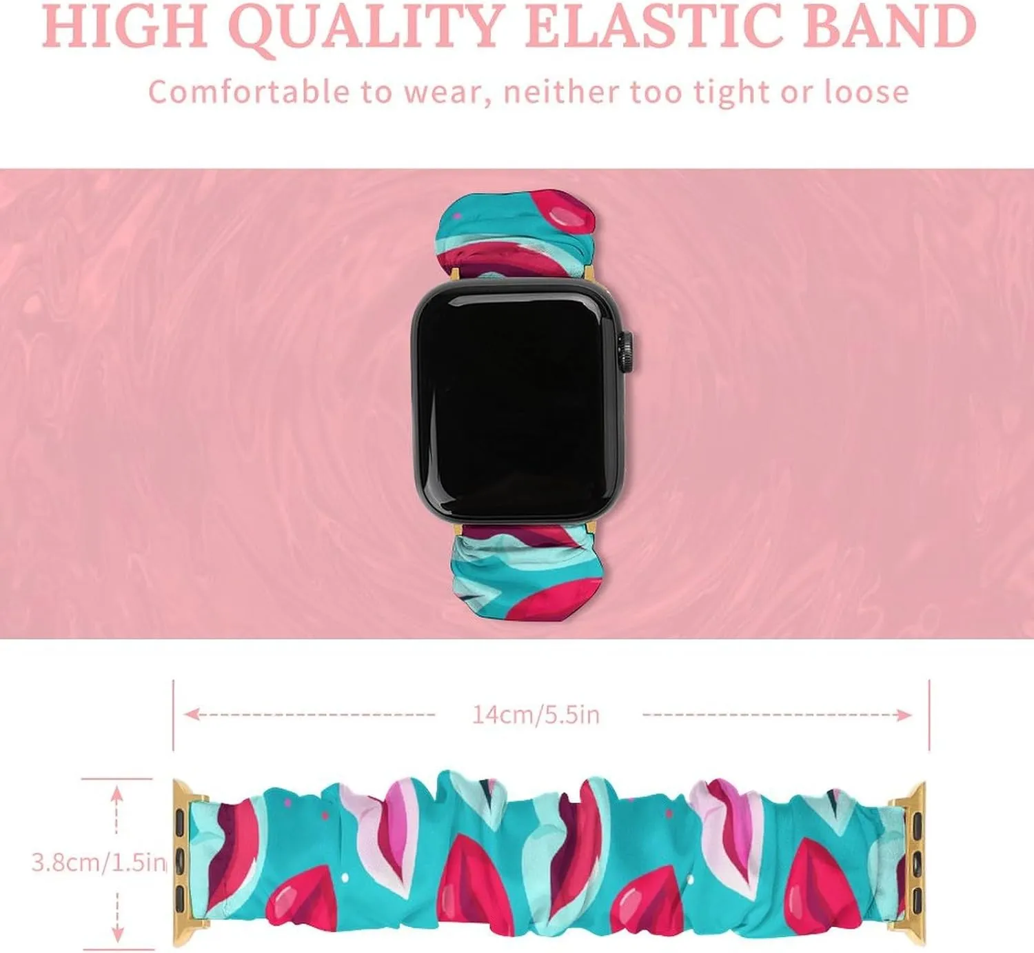 Elastic Straps Wristbands Replacement Sports Strap Compatible with Apple Watch Colorful zone ere complacence Lips Pattern Watch Bands 