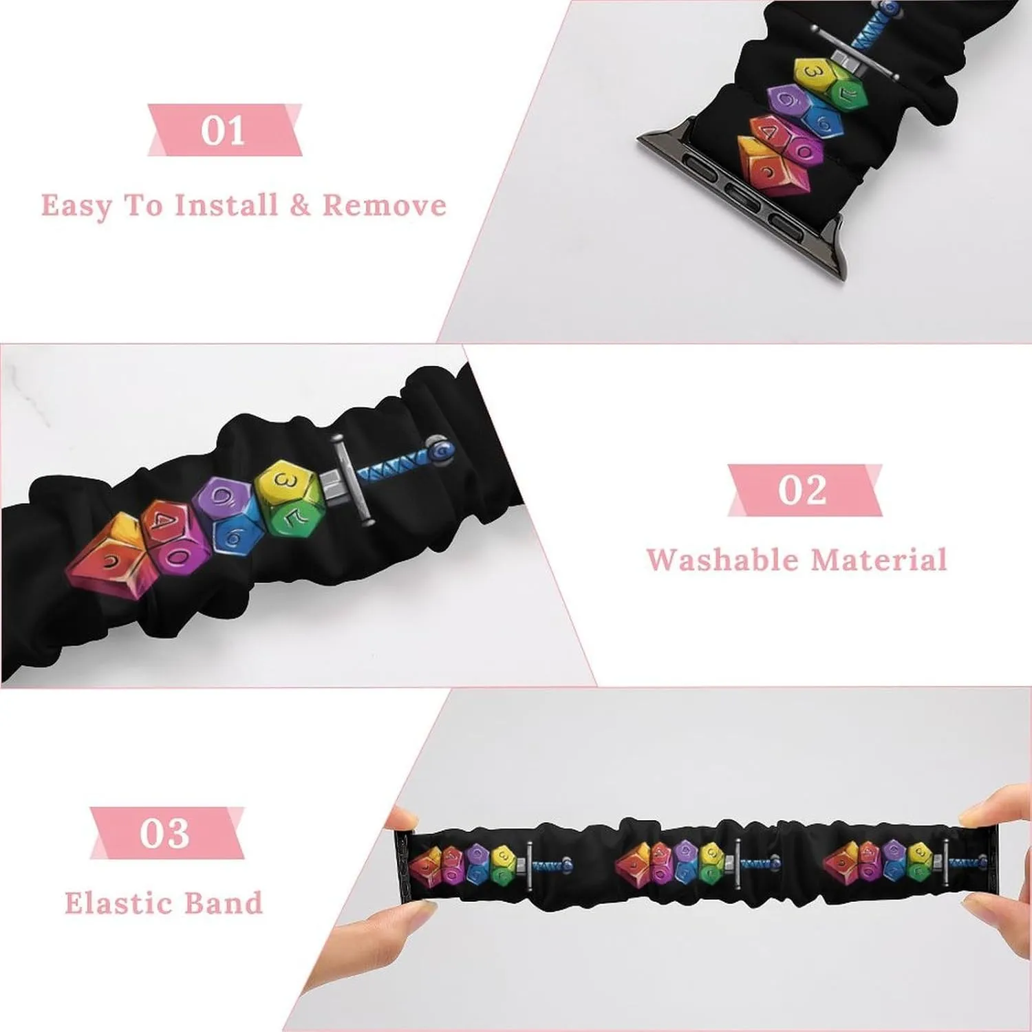 Elastic Straps Wristbands Replacement Sports Strap Compatible with watertight sufficient Apple Watch Colorful Dice Collector Sword Watch Bands 
