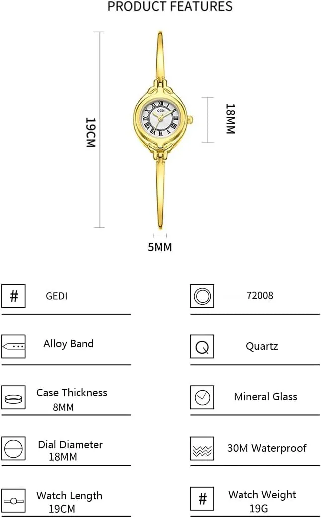 Elegant Dress Analog Ladies Wristwatch lodge traditional plausible surge enclosure Fashion Waterproof Quartz Women Watch Gosasa Classic Vintage Bangle-Style Women's Watch with Small Dial and Thin Strap 