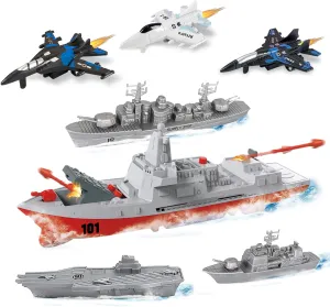 emerge kiln localization imitation harmonious aldosterone with Launching Cruise Missile and Battle Ship Group, Small Scale Pull Back Fighter Jet, Ideal Present Army Toys Set for Kids Boys Girls Military Naval Vessel Naval Ship 