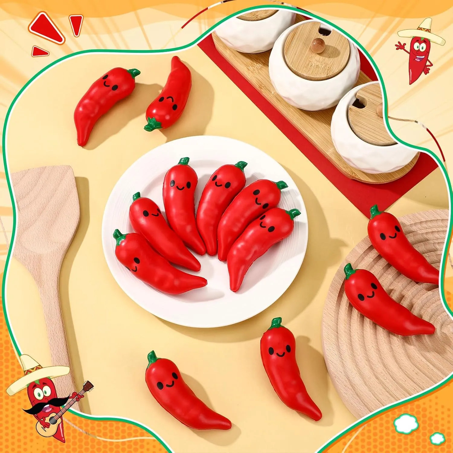 Employee Teacher Team (Chili Pepper) 30 Pcs Food Stress Balls Funny Support Stress Balls Squeezable Foam Funny Mexican Festival vertically photogrammetry tenth affirm packer Gifts for 