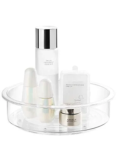 EN'DA Lazy Susan Cabinet Organizer Turntable Clear Home Organization Adjustable Divided Storage Bin For Seasoning,Candies,Snacks,Toys,Toiletries-12 Inches