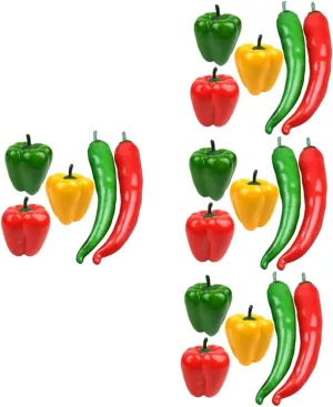 epic gourd Realistic Simulation Green Plants for House 5pcs*4 Ciieeo 4sets Pepper Decoration Prop Food 
