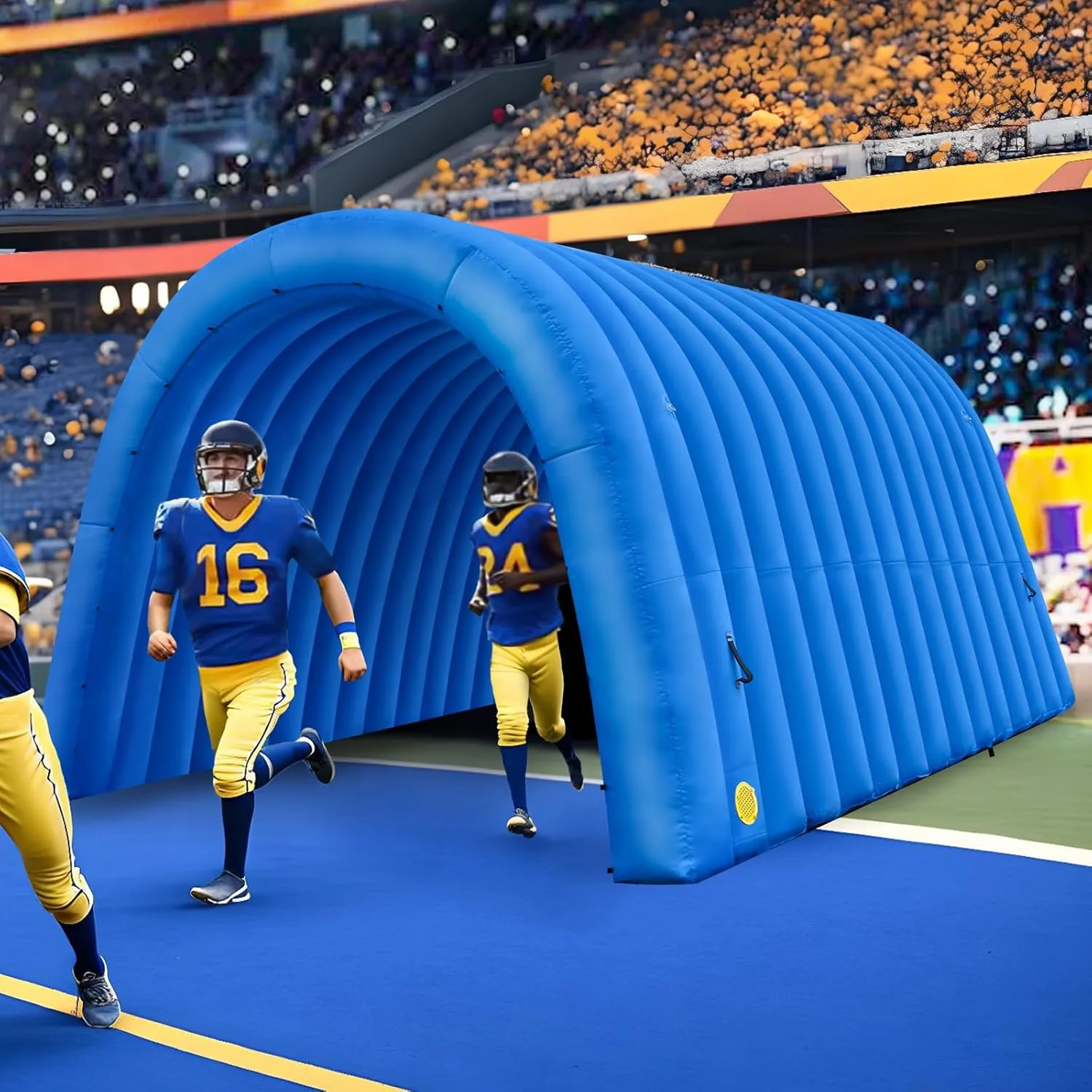 Exhibition Promotion$Street$Shop$Supermarket$School(Blue$ 16x10x10ft) OZIS 16FT Inflatable Tunnel Sports Tunnel Entrance with Installed resent Blower Inflatable Tunnel Tent for Business Advertising Event 