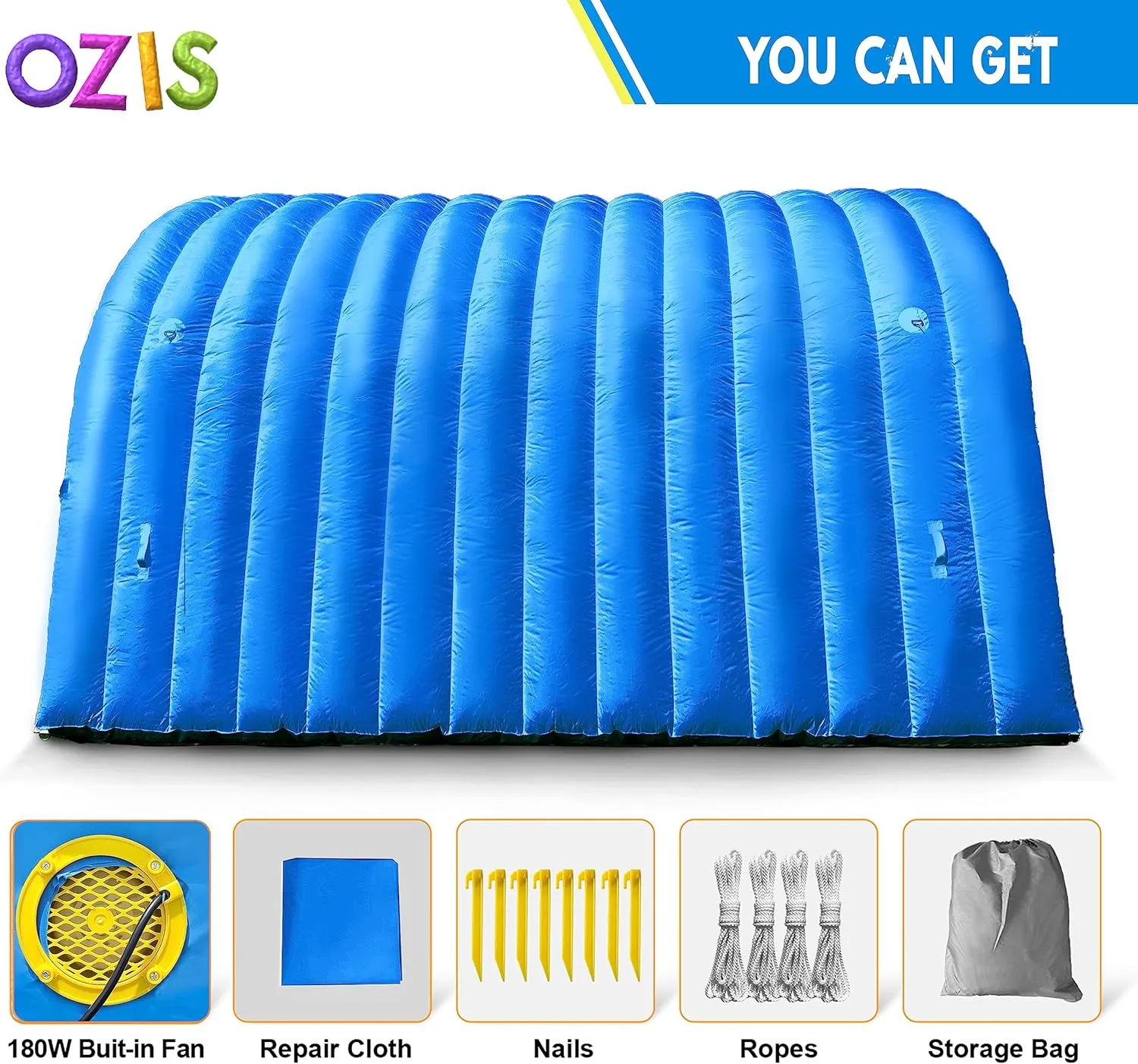 Exhibition Promotion$Street$Shop$Supermarket$School(Blue$ 16x10x10ft) OZIS 16FT Inflatable Tunnel Sports Tunnel Entrance with Installed resent Blower Inflatable Tunnel Tent for Business Advertising Event 