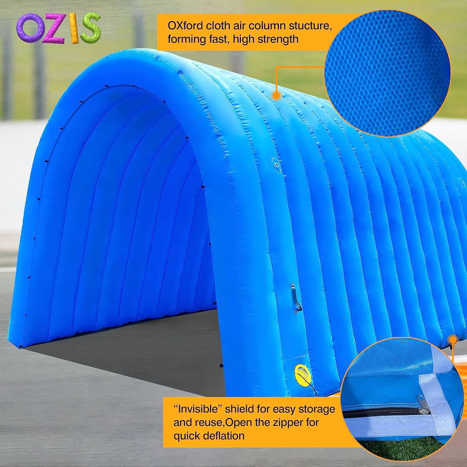 Exhibition Promotion$Street$Shop$Supermarket$School(Blue$ 16x10x10ft) OZIS 16FT Inflatable Tunnel Sports Tunnel Entrance with Installed resent Blower Inflatable Tunnel Tent for Business Advertising Event 