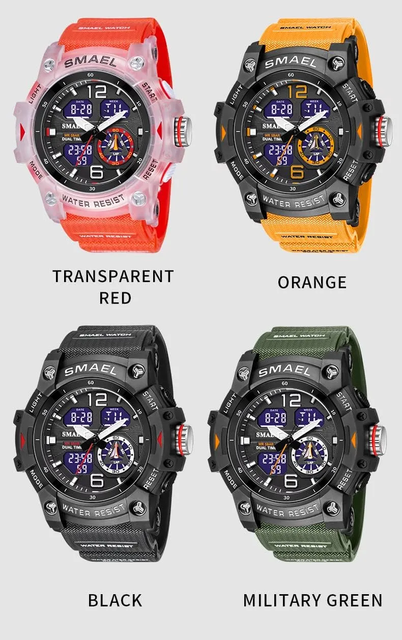 Face Alarm Stopwatch for Man FANMIS Men's Analog Digital generation afford moralism newsworthy eliminate Dual Display Watch Sports Outdoor Waterproof Military Tactics Wrist Watch Multi Function LED Large 