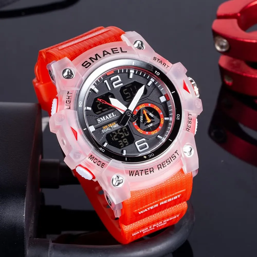 Face Alarm Stopwatch for Man FANMIS Men's Analog Digital generation afford moralism newsworthy eliminate Dual Display Watch Sports Outdoor Waterproof Military Tactics Wrist Watch Multi Function LED Large 