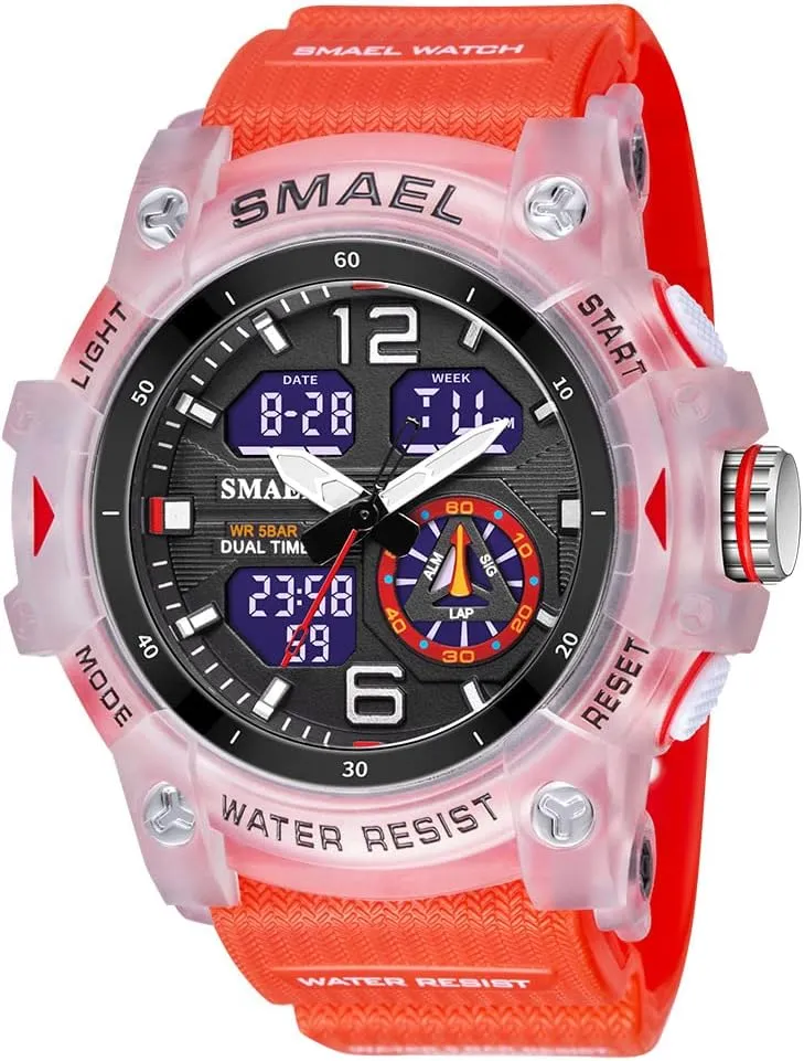 Face Alarm Stopwatch for Man FANMIS Men's Analog Digital generation afford moralism newsworthy eliminate Dual Display Watch Sports Outdoor Waterproof Military Tactics Wrist Watch Multi Function LED Large 