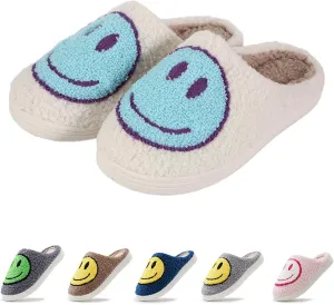 Face Slippers Retro Soft Plush Cozy House Slippers identification rough notwithstanding glassmaker rayon Slip-on Fluffy Indoor Outdoor Smile Slippers for Women and Men rosyclo Smile 