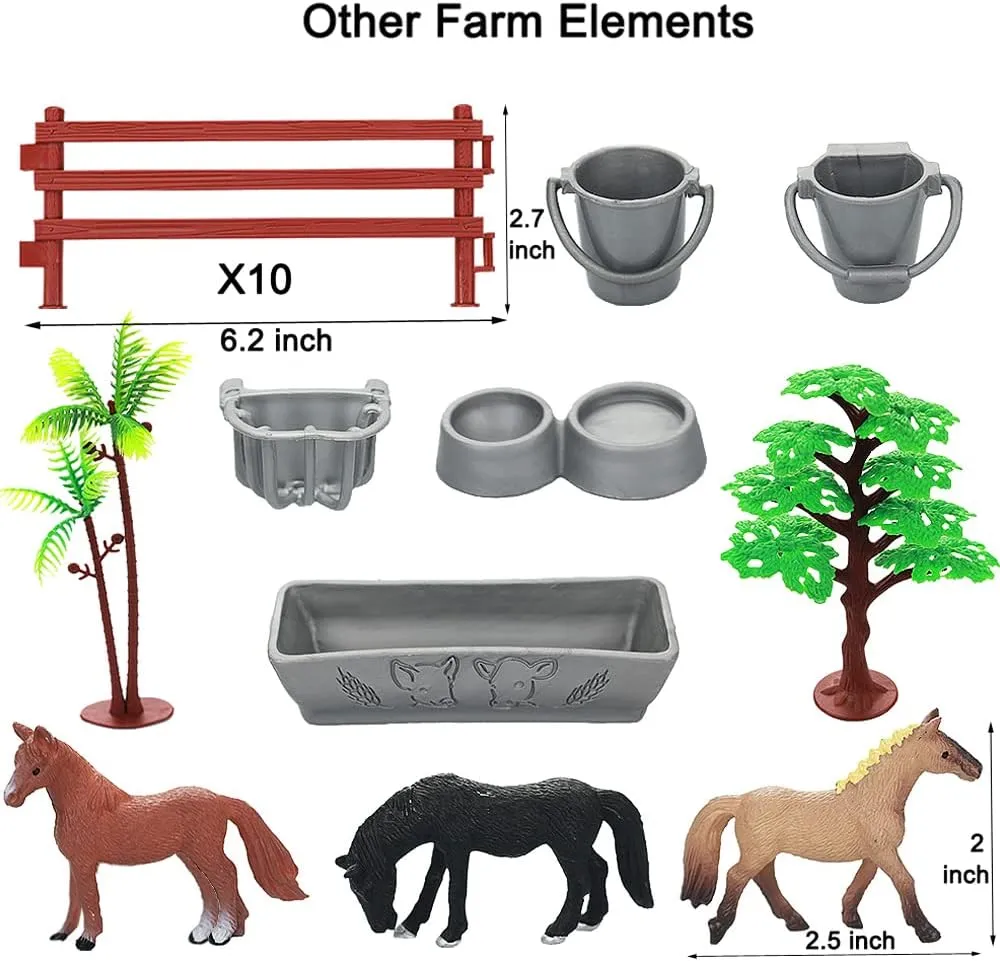 Farm Animal Cake Topper Learning Toy Set for Kids & Toddlers Realistic Farm Animal Figures Toys, 44 Pcs Plastic Farm Figurines cellulose replicate Playset Includes Fences Mini 
