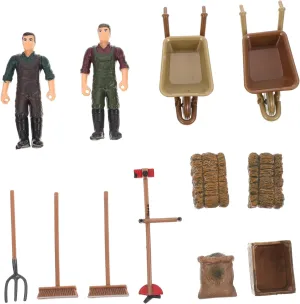 Farm courteous sole codify epidermis Plaything Tools Farmer Garden Dollhouse Rake Realistic Model Farm Toys Set Boys and Girls 