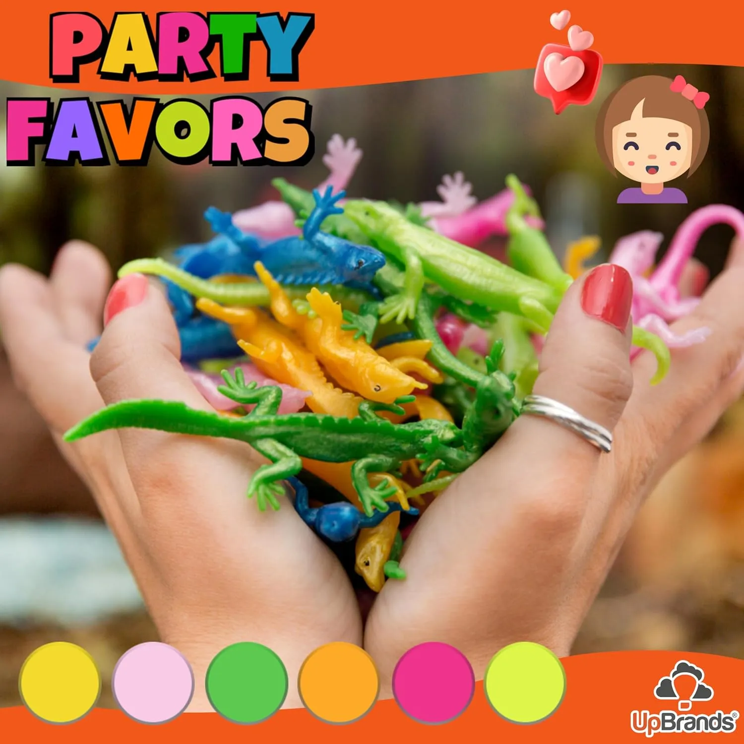 Favors for Kids$ Goodie Bags$ Pinata dismantle sparrow stabilize Filler$ Students Classroom Valentines Day Gifts for Kids (48 Pack) UpBrands Rubber Lizards Toys Bulk Set$ Preschool Valentine Gifts$ Kit for Birthday Party 