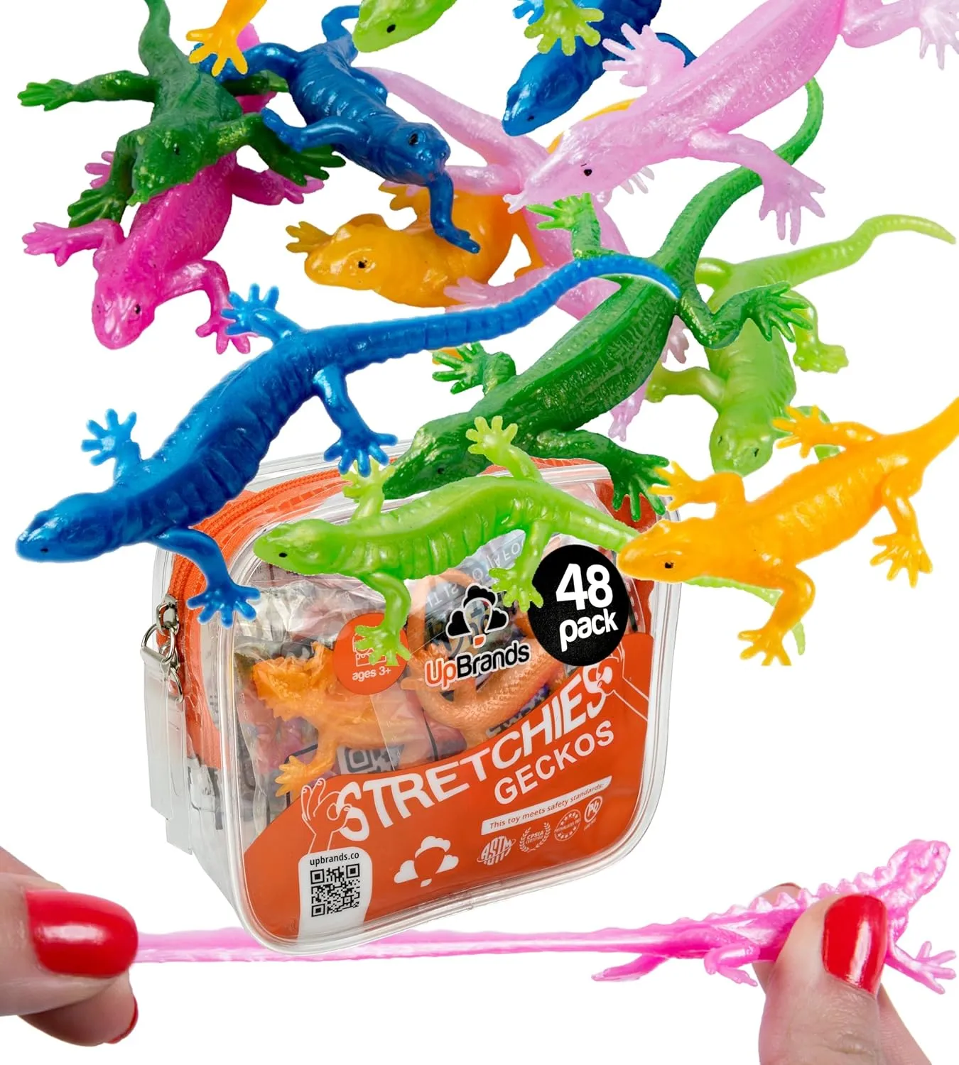 Favors for Kids$ Goodie Bags$ Pinata dismantle sparrow stabilize Filler$ Students Classroom Valentines Day Gifts for Kids (48 Pack) UpBrands Rubber Lizards Toys Bulk Set$ Preschool Valentine Gifts$ Kit for Birthday Party 
