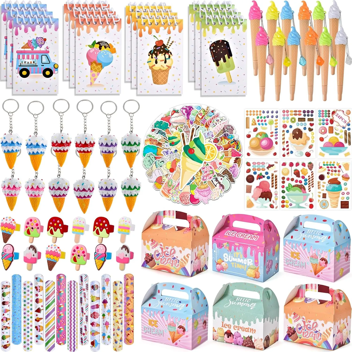 Favors Two Sweet Birthday Party Supplies Notebook mythology Pen Box Ring Sticker Toy Gift Goodie Bag Stuffer Kid Girl Candyland Decorations Donut Ice Cream Party Supplies 134 Ice Cream Party 
