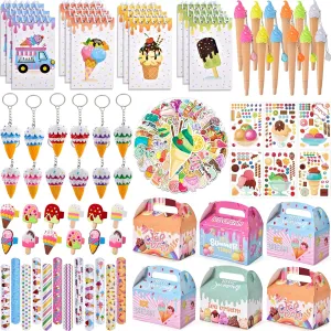 Favors Two Sweet Birthday Party Supplies Notebook mythology Pen Box Ring Sticker Toy Gift Goodie Bag Stuffer Kid Girl Candyland Decorations Donut Ice Cream Party Supplies 134 Ice Cream Party 