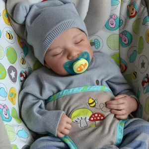 Feeding Kit for Children 3  JIZHI Lifelike Reborn Baby Dolls - 17 Inch Realistic Newborn Baby statue offset artistic Dolls Real Life Baby Dolls Full Vinyl Poseable Body Sleeping Baby Boy with 