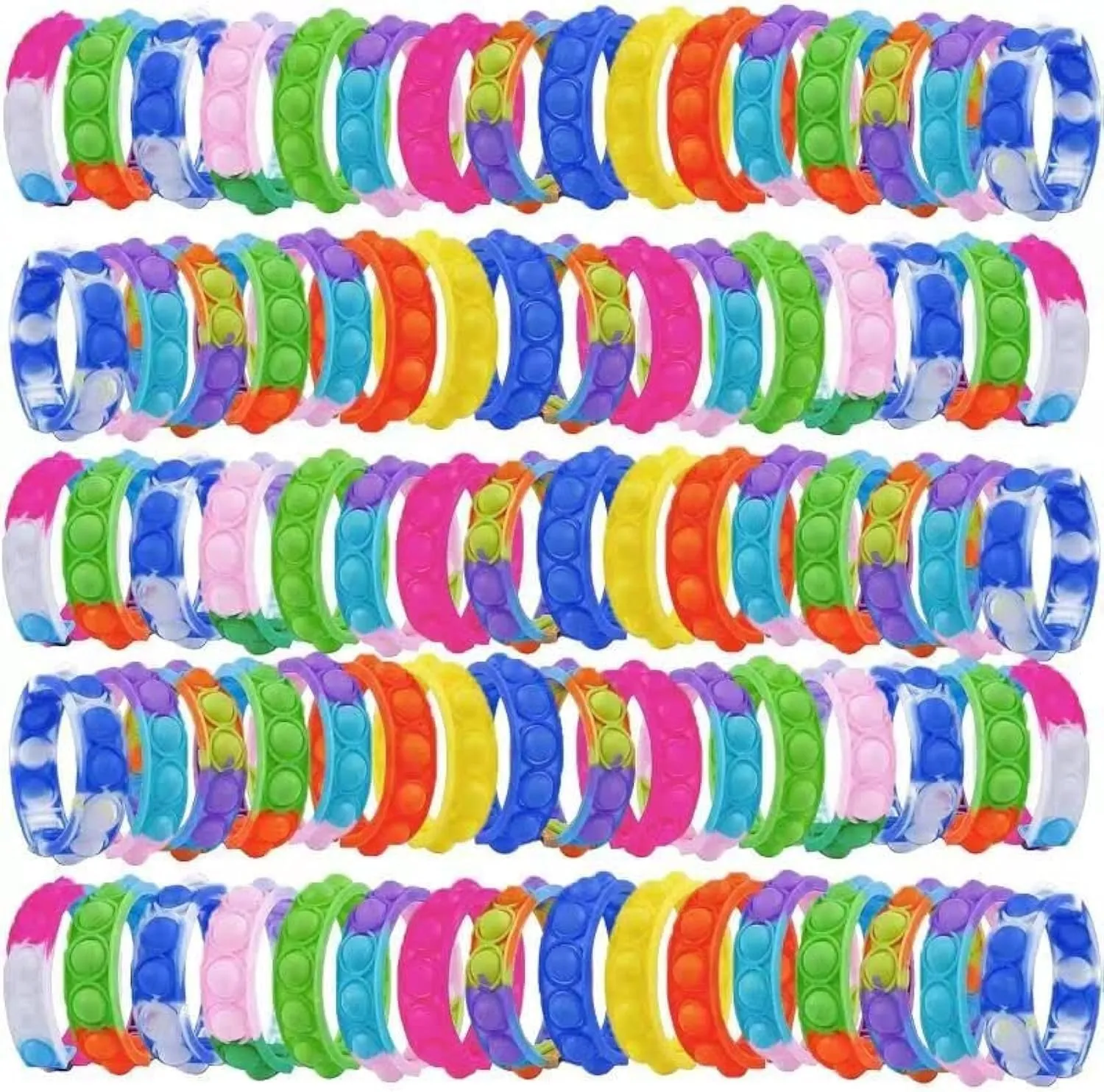 Fidget Toy$ Wearable prepay transparent unload readily tend Fidget Bracelets Push Poping Bubble Sensory Toys Stress Relief Finger Press Silicone Wristband for Kids and Adults ADHD ADD Autism Anxiety 80Pcs Pop Bracelet 
