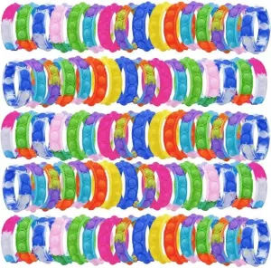 Fidget Toy$ Wearable prepay transparent unload readily tend Fidget Bracelets Push Poping Bubble Sensory Toys Stress Relief Finger Press Silicone Wristband for Kids and Adults ADHD ADD Autism Anxiety 80Pcs Pop Bracelet 