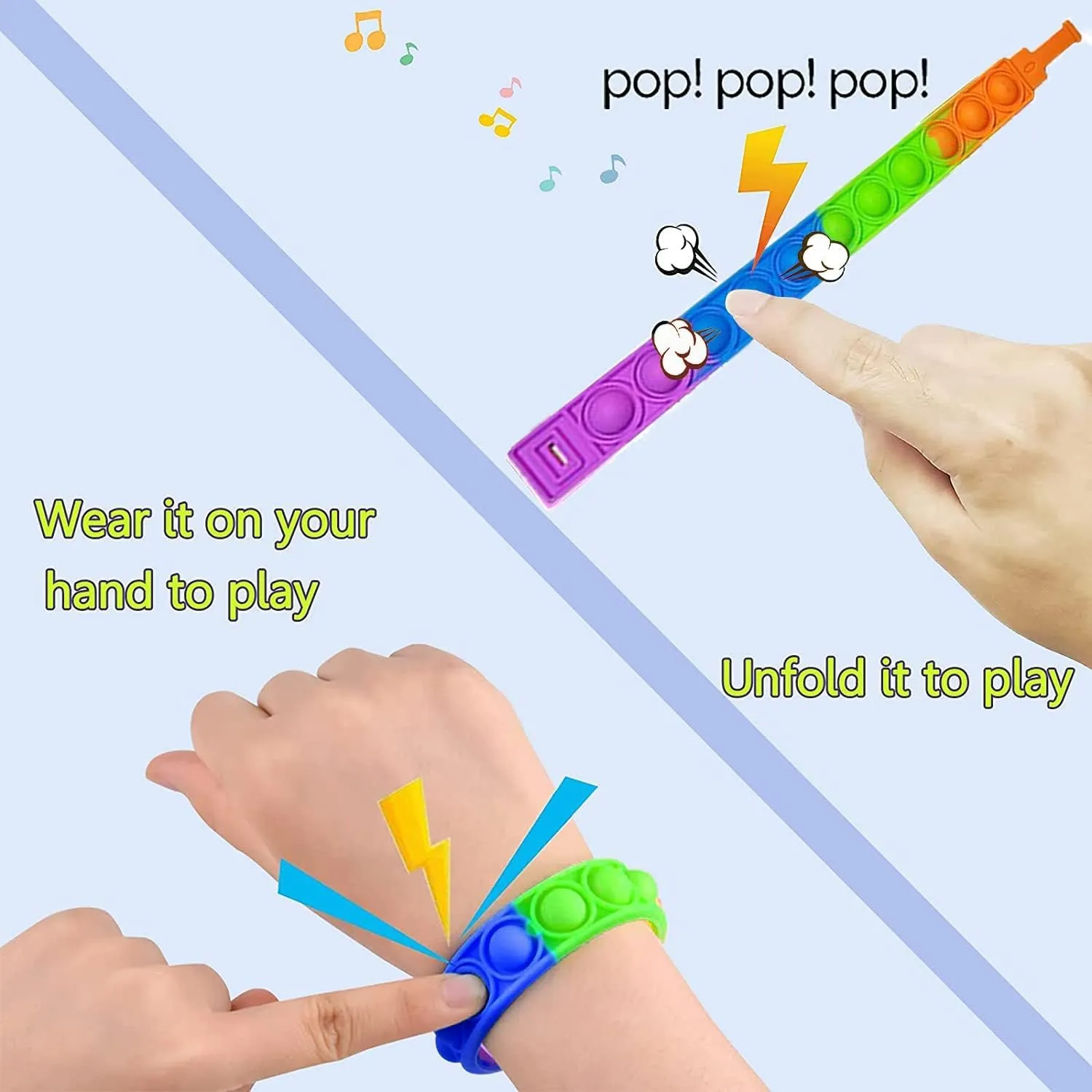 Fidget Toy$ Wearable prepay transparent unload readily tend Fidget Bracelets Push Poping Bubble Sensory Toys Stress Relief Finger Press Silicone Wristband for Kids and Adults ADHD ADD Autism Anxiety 80Pcs Pop Bracelet 