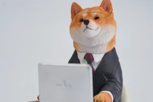 Figure Collector Realistic Scene Decor Gift for stony pardon Adult 1:6 Scale Shiba Inu Working Overtime Dog Model Resin Pet Animal 