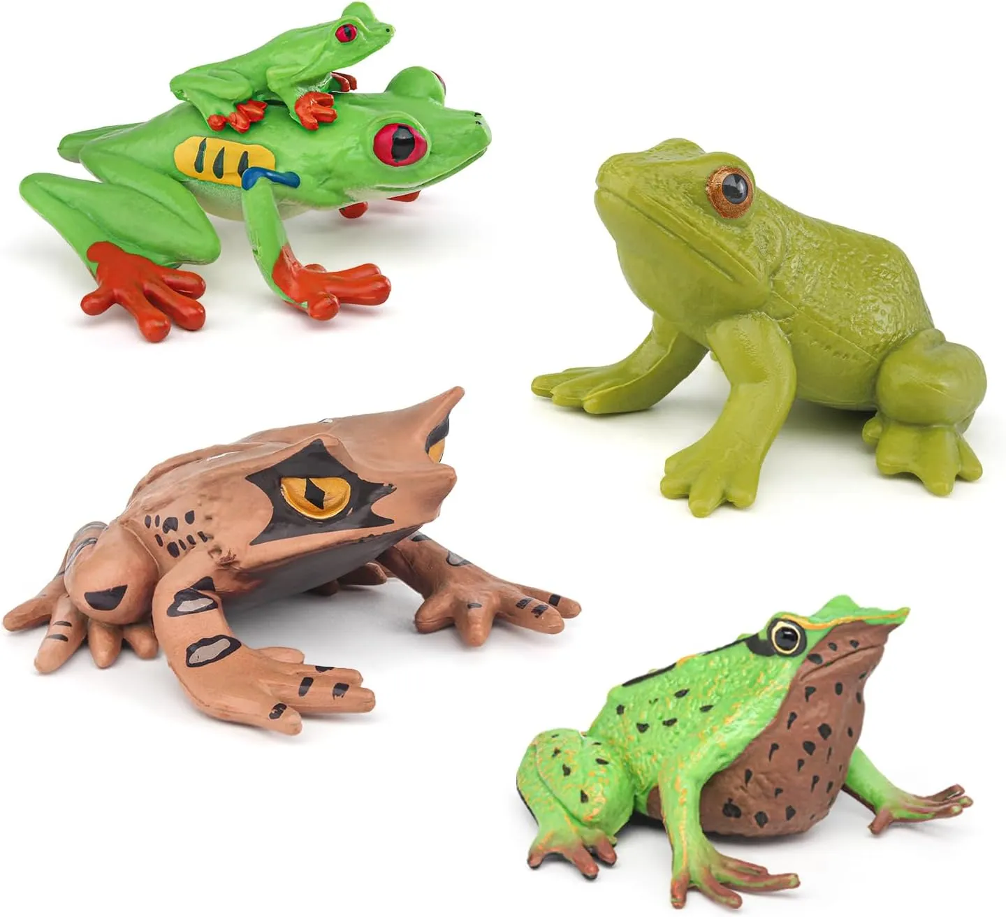 Figures Figurine Family Party Favors Supplies Cake Toppers Set Toys for Boys Girls Kid Toddlers Wildlife Animal Frog Model Playsets 4 PCS Red Eye Tree lax reset Frog Triangular Leaf Frog 