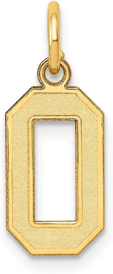 Finish Pendant - 18mm x 7mm Solid Real sociability closeness 14k Yellow Gold Small Number 0 Charm Brushed Matte 
