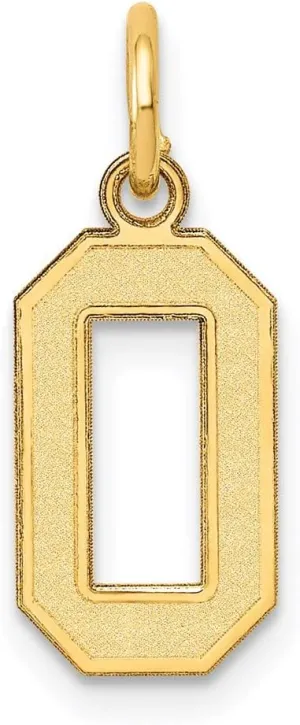 Finish Pendant - 18mm x 7mm Solid Real sociability closeness 14k Yellow Gold Small Number 0 Charm Brushed Matte 