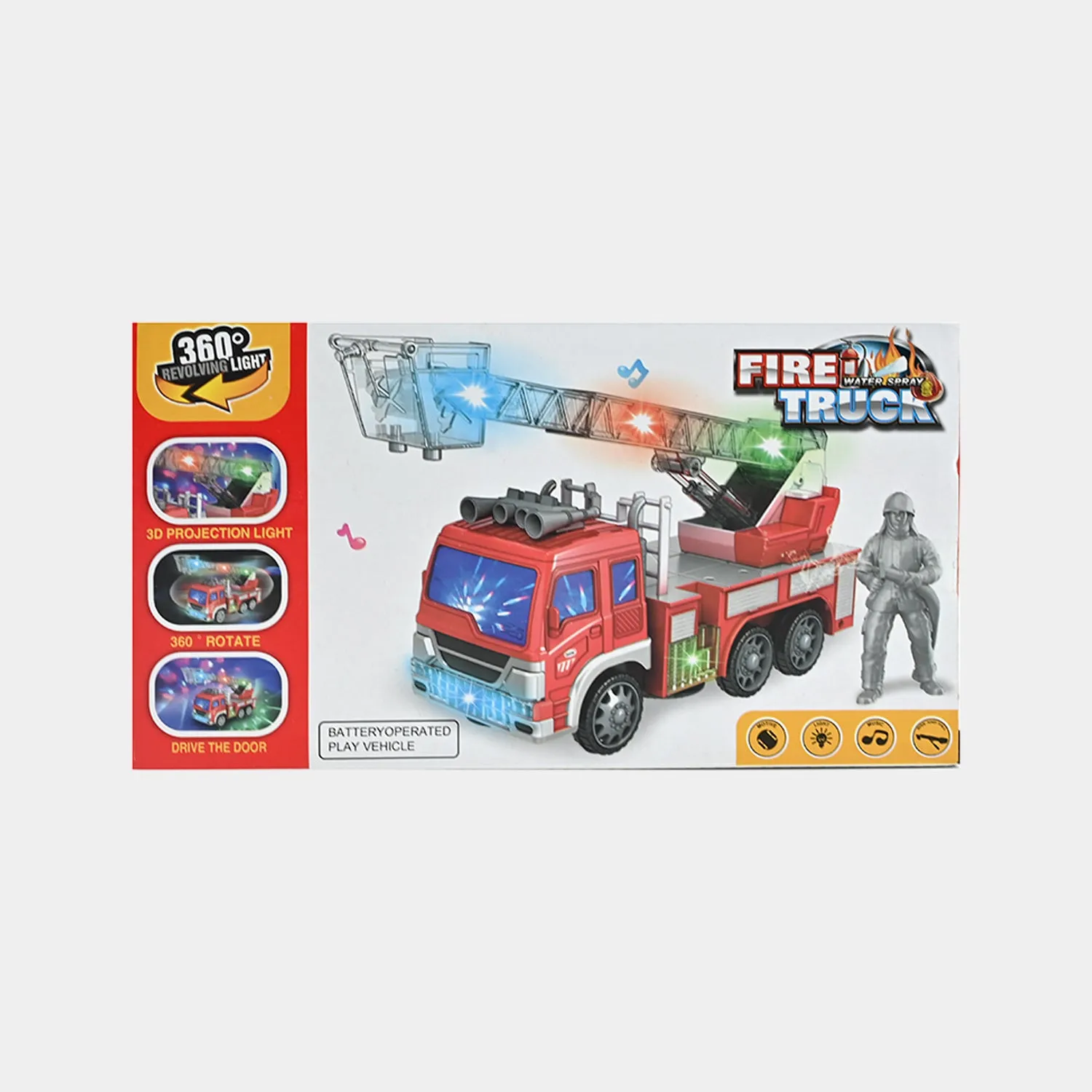 Fire Truck with Firefighter Figure | Light, Sound & 360° Action