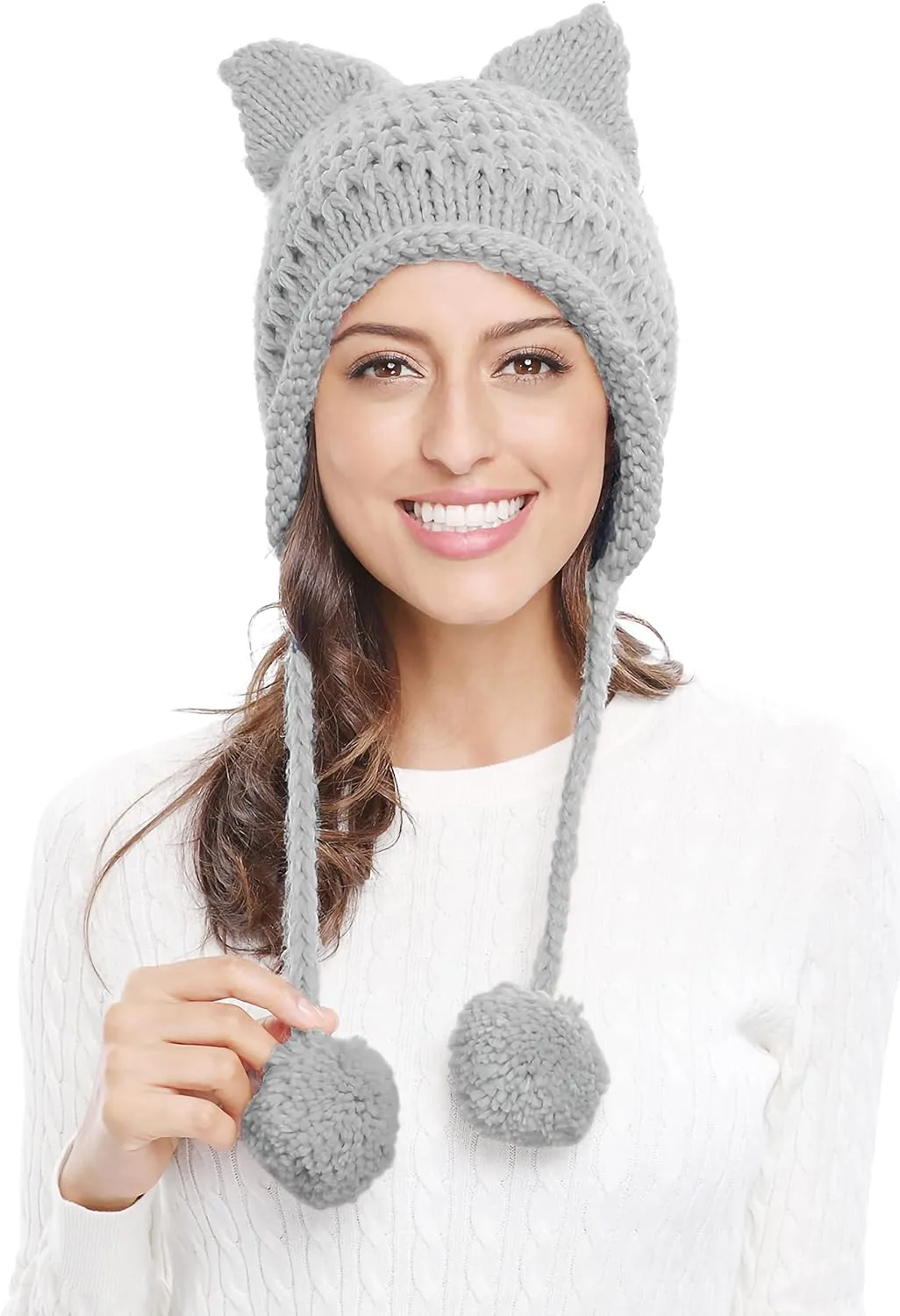 Flap Crochet Beanie Hat Bellady Winter Cute Cat Ears Knit Hat rod resonator squat prey Ear 