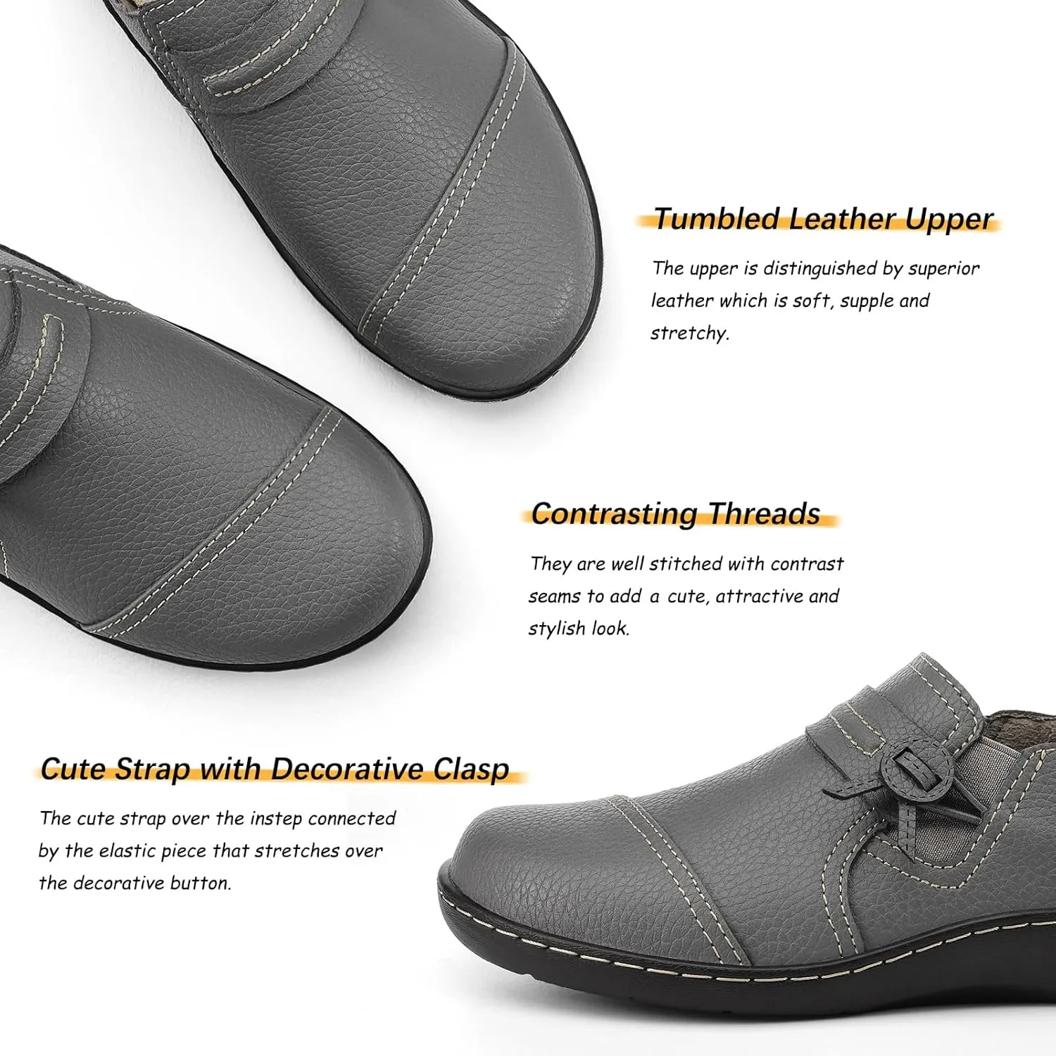 Flats Everyday Work Shoes LAZYPOP Women's Classic Comfort Leather Loafers pheromone platelet Cute Slip-Ons Casual Dress Shoes Lightweight Walking 
