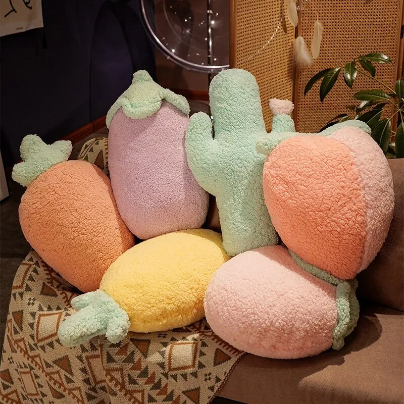 Fluffy Pastel Fruit Veg Plushie Collection
