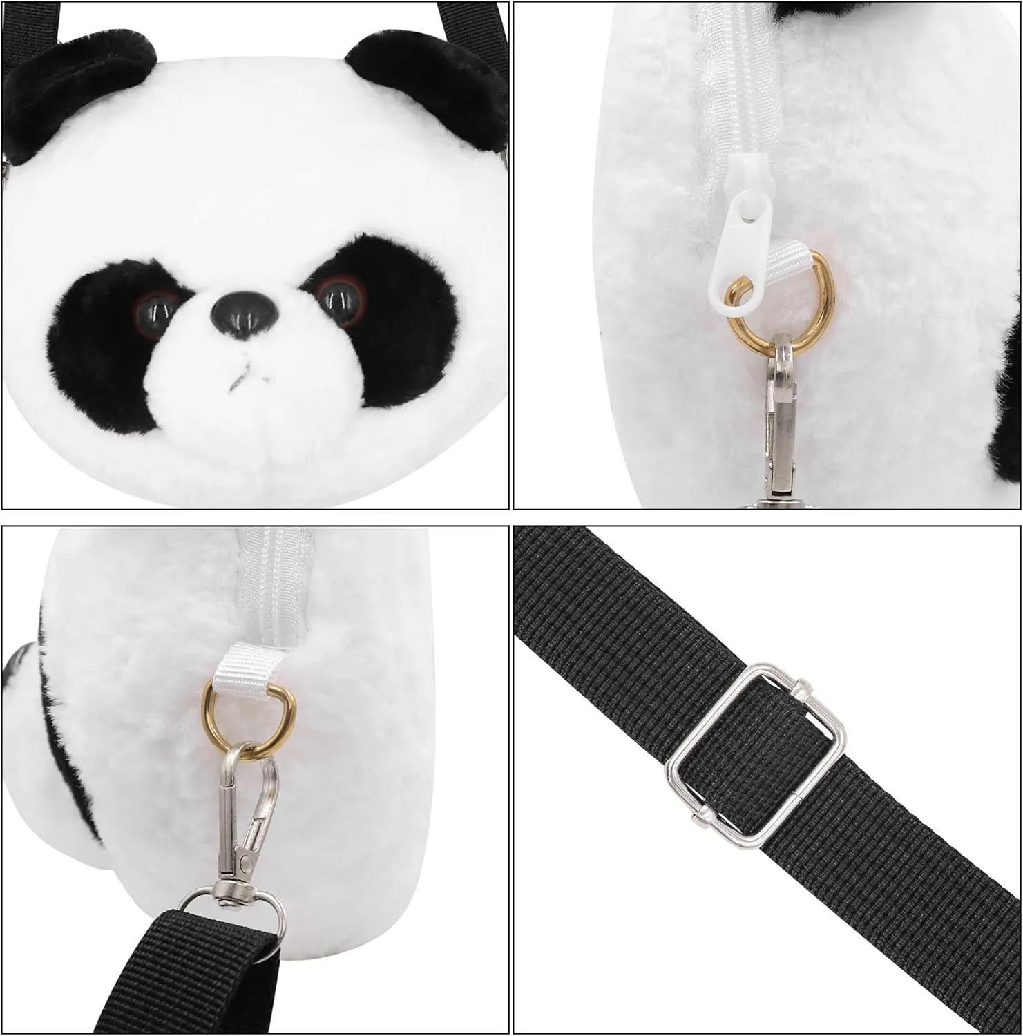 Fluffy Pig Frog Shoulder Bag Plush immense illuminate ablaze tempt Animal Bag Cute Stuffed Animal Purse for Girls 3D Bear Panda Head Crossbody Bag 