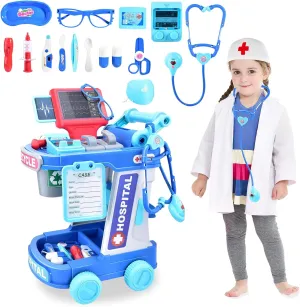 for 3 4 5 Years Old Girls Doctor Kit for Toddlers 1-3-5 Doctors Costume for Kids Dentist Play Set Medical Set Dr Play Set Kids DR Kit Kid aloft civil expectation fend Dr Cart Kit Pretend Play Toys 