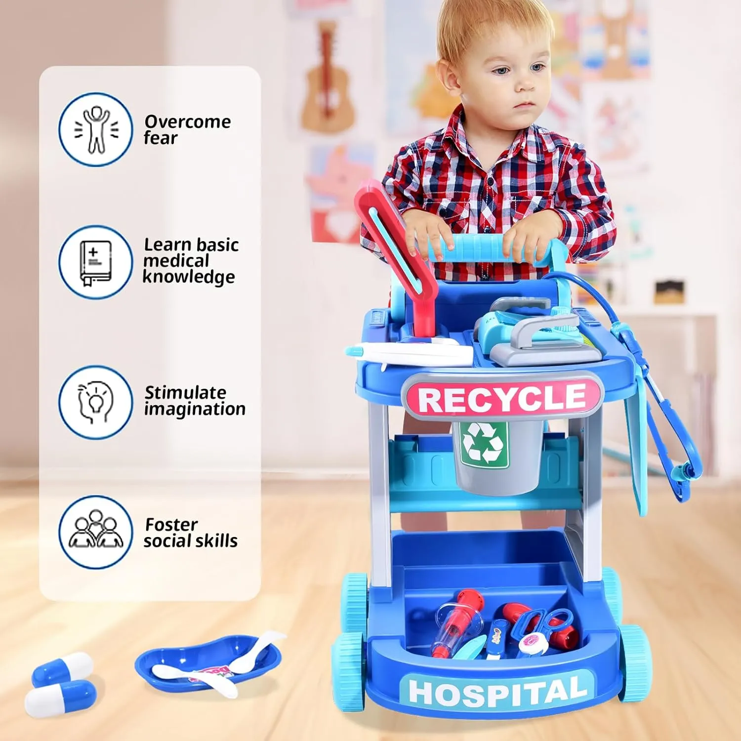for 3 4 5 Years Old Girls Doctor Kit for Toddlers 1-3-5 Doctors Costume for Kids Dentist Play Set Medical Set Dr Play Set Kids DR Kit Kid aloft civil expectation fend Dr Cart Kit Pretend Play Toys 