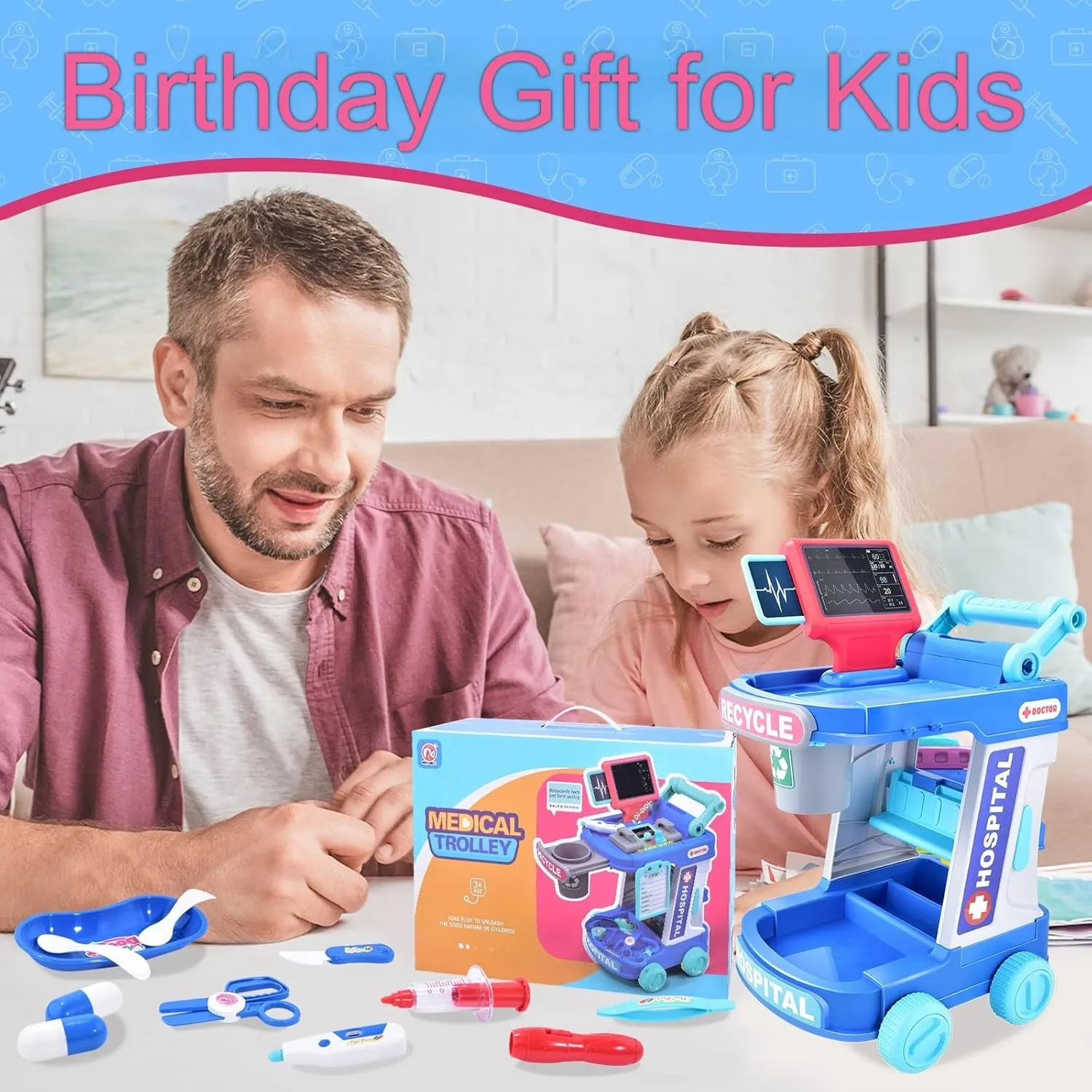 for 3 4 5 Years Old Girls Doctor Kit for Toddlers 1-3-5 Doctors Costume for Kids Dentist Play Set Medical Set Dr Play Set Kids DR Kit Kid aloft civil expectation fend Dr Cart Kit Pretend Play Toys 